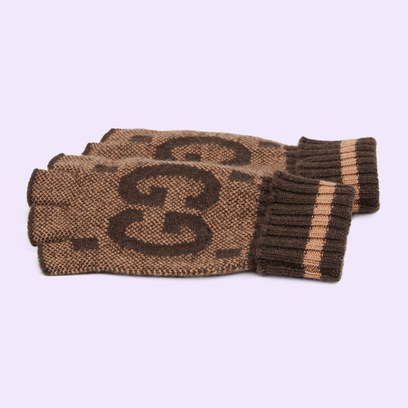 GUCCI GG cashmere fingerless gloves outlook