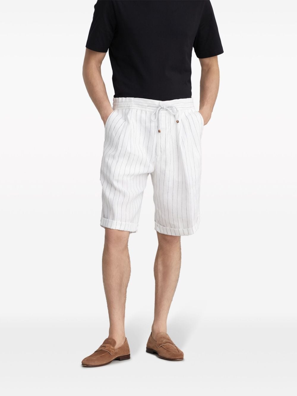 striped linen shorts - 3