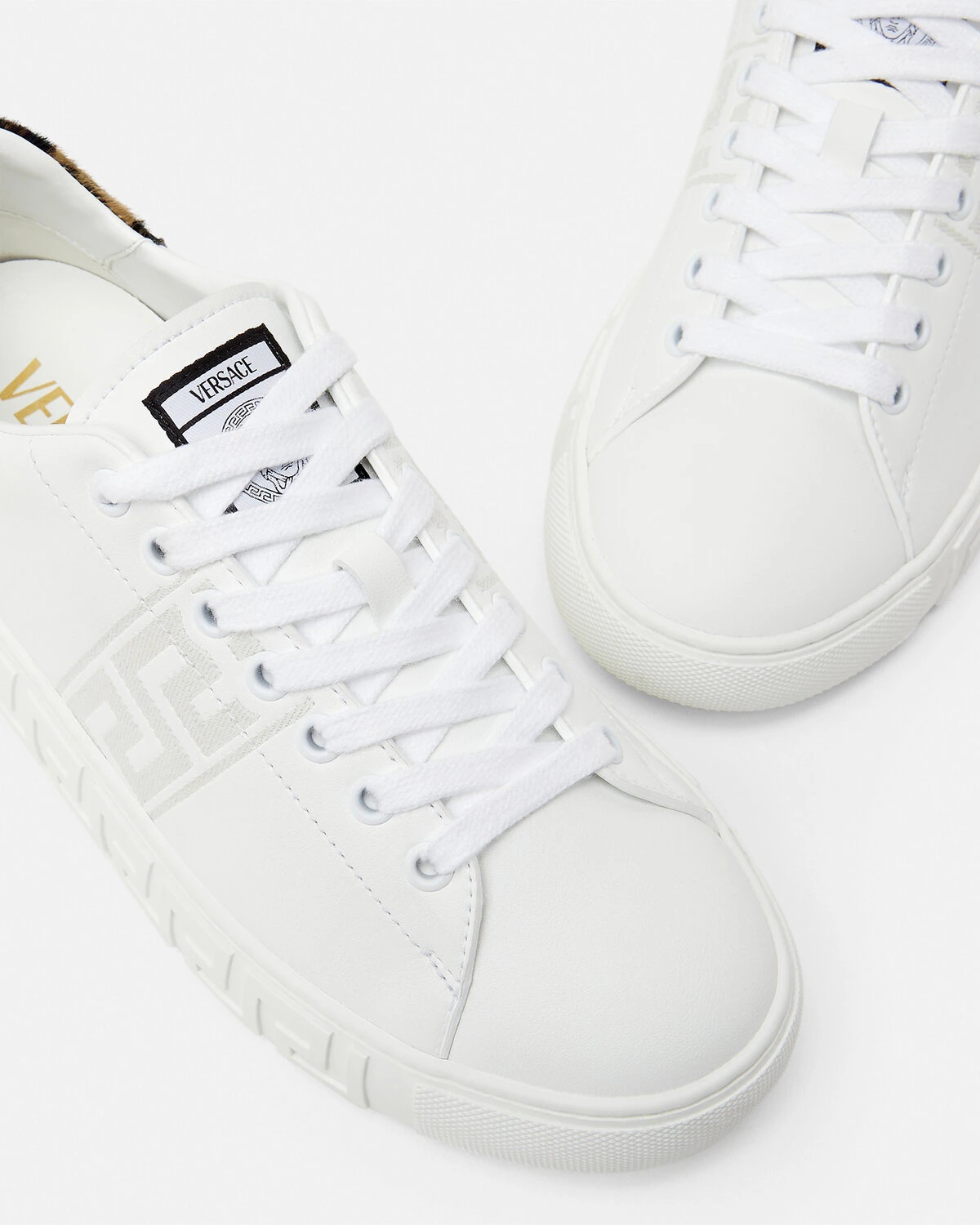 Leopard Embroidered Greca Sneakers - 5