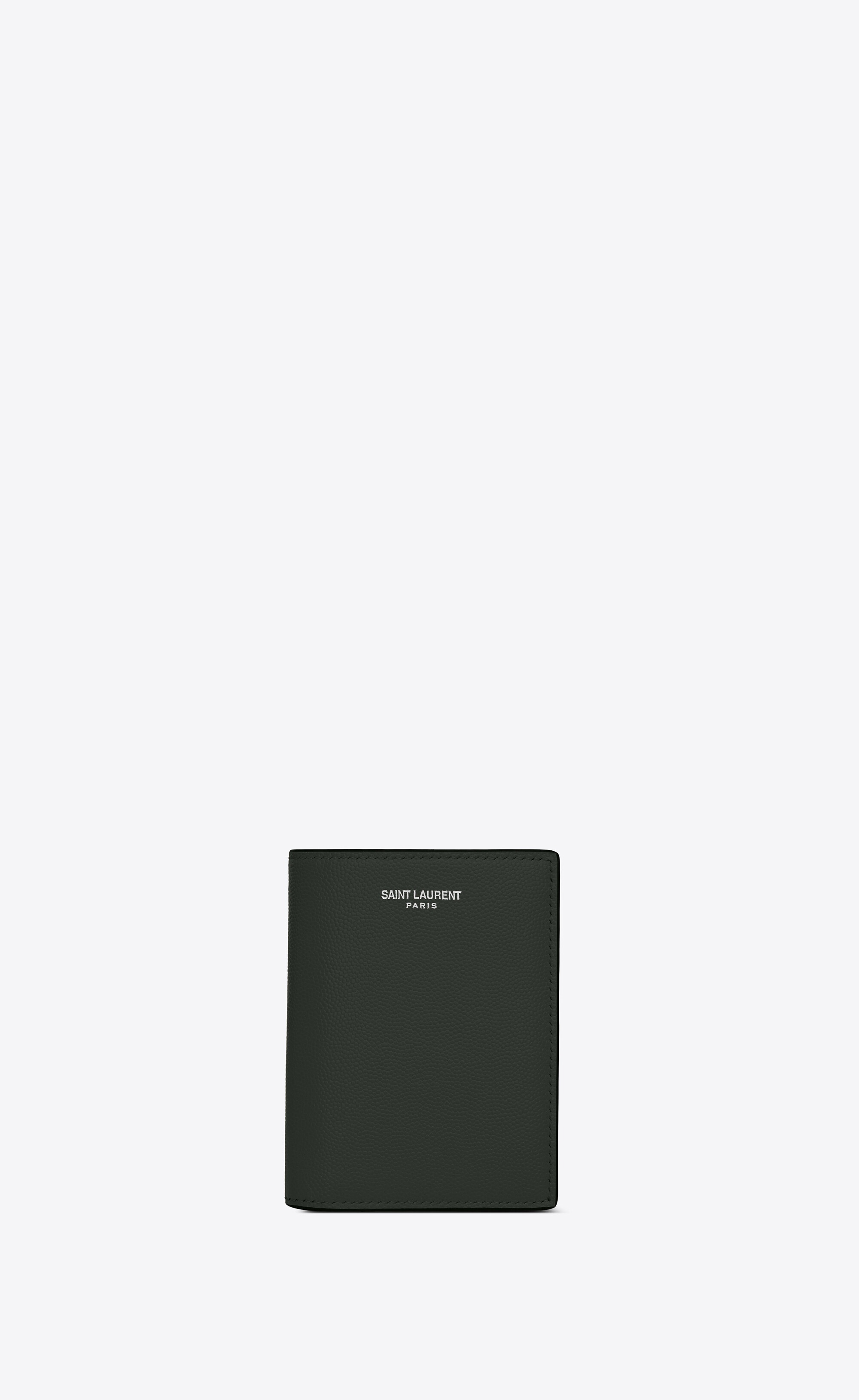 saint laurent credit card wallet in grain de poudre embossed leather - 1