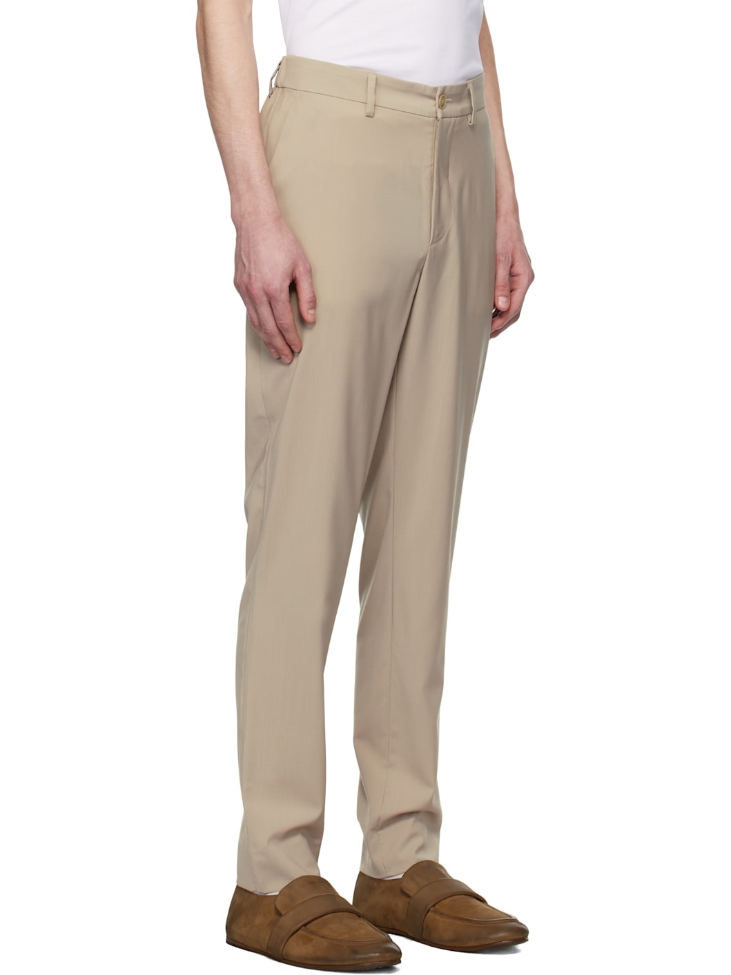 Beige Tropical Wool Trousers - 2
