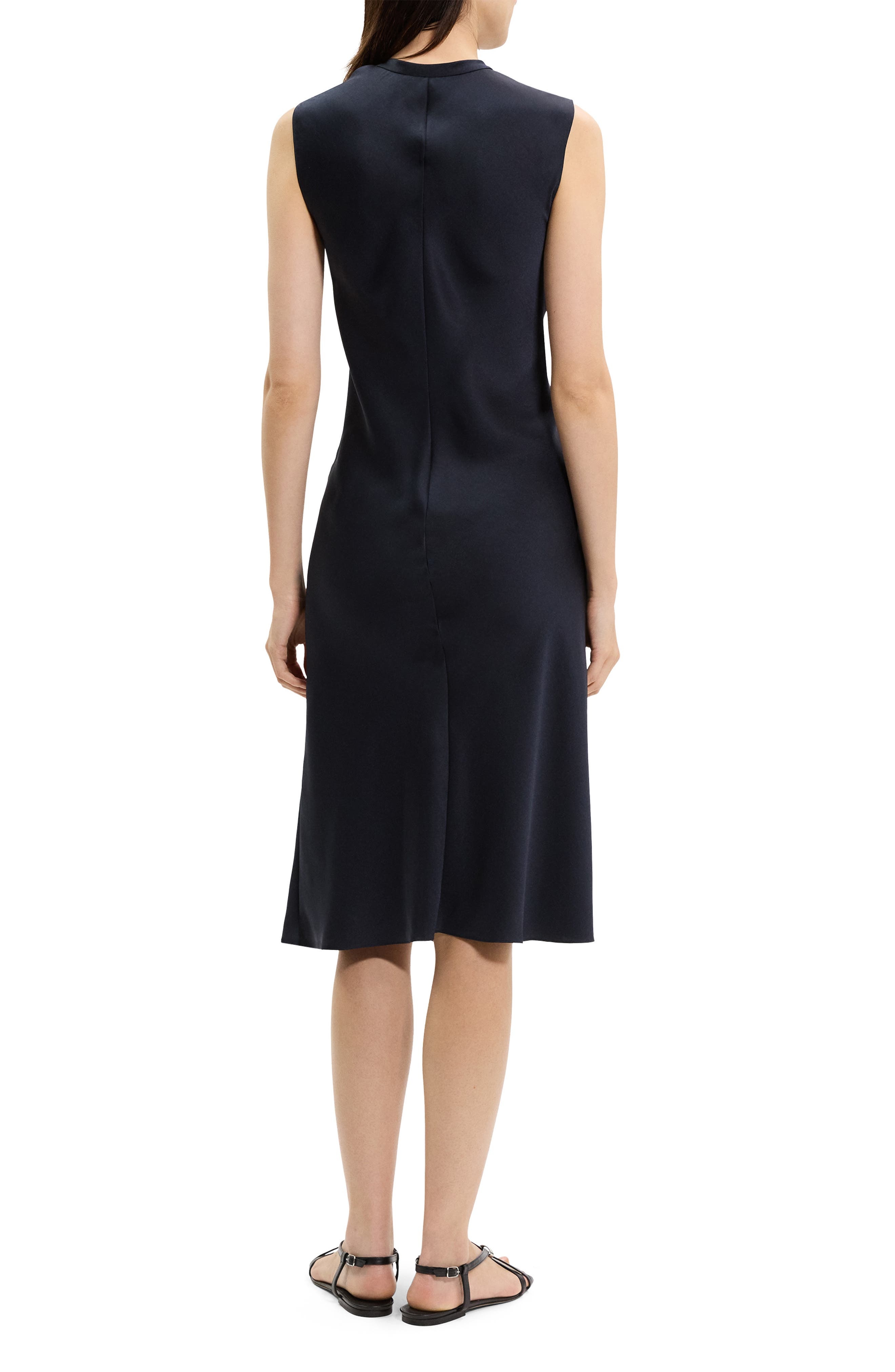 Theory Dr. Crush Sleeveless Bias Cut Satin Dress in Nocturne Navy at Nordstrom - 2