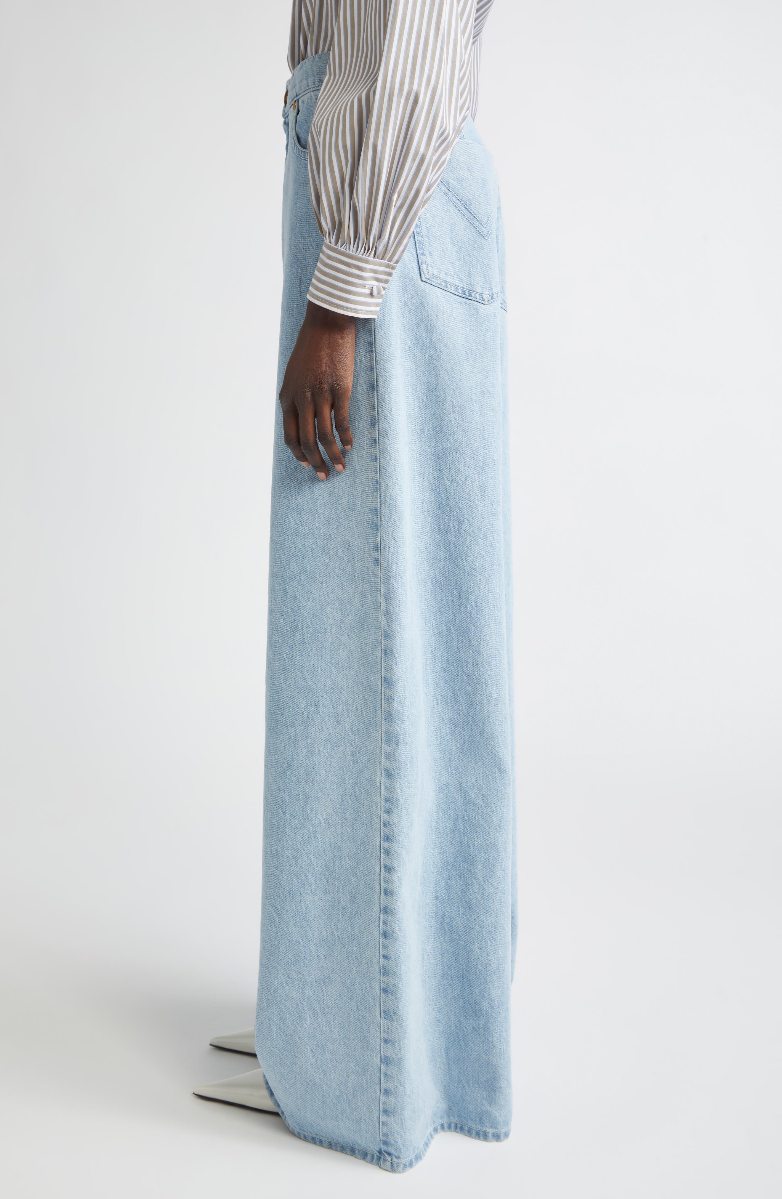 Max Mara Affari Wide Leg Jeans in Light Blue at Nordstrom - 4