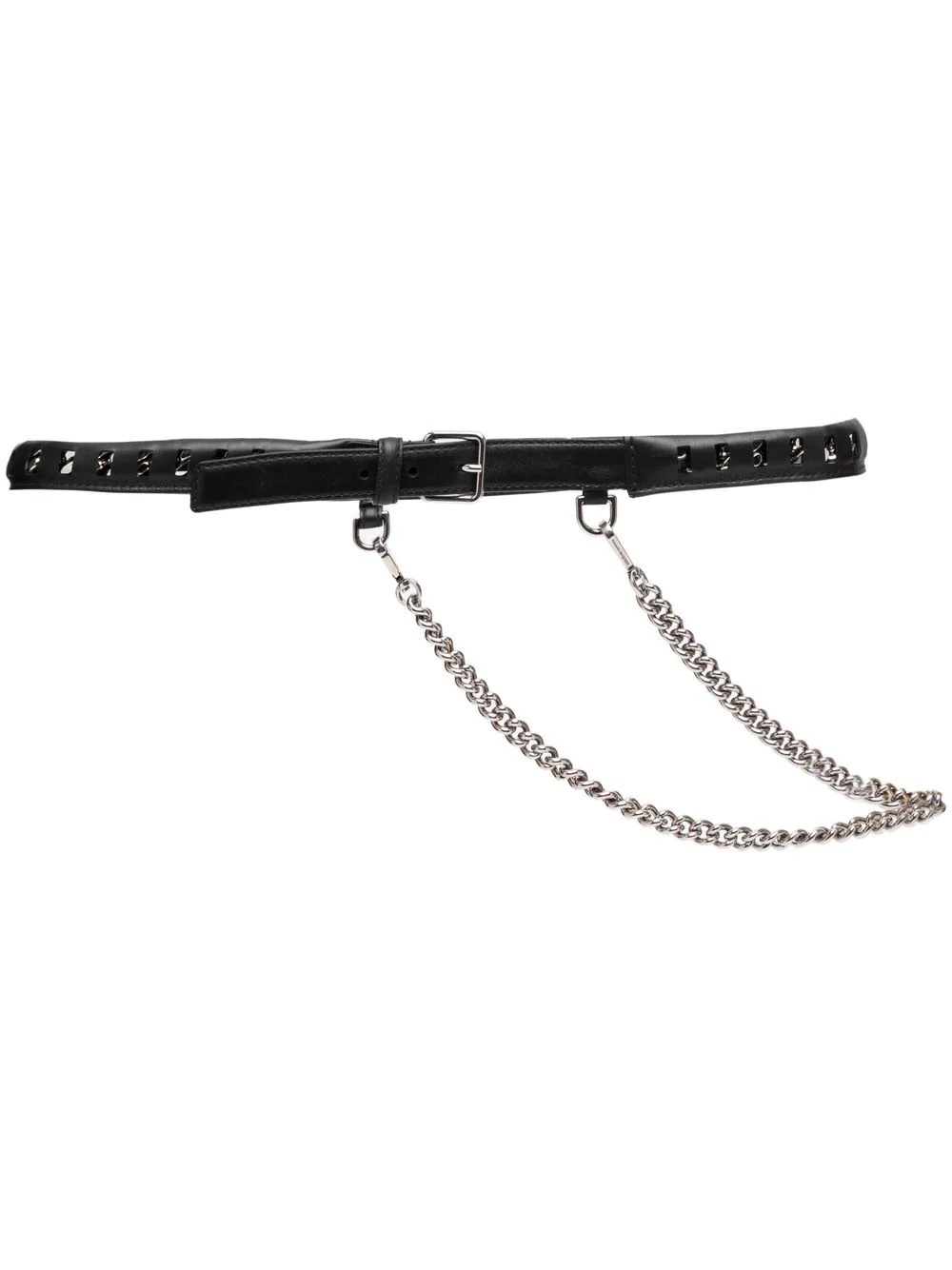 chain-link & leather belt - 1
