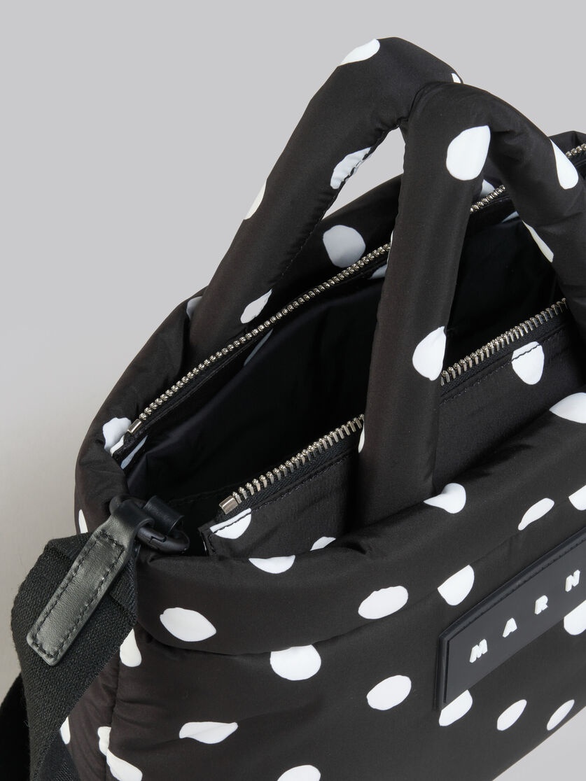 BLACK POLKA-DOT NYLON PUFF MINI TOTE BAG - 4