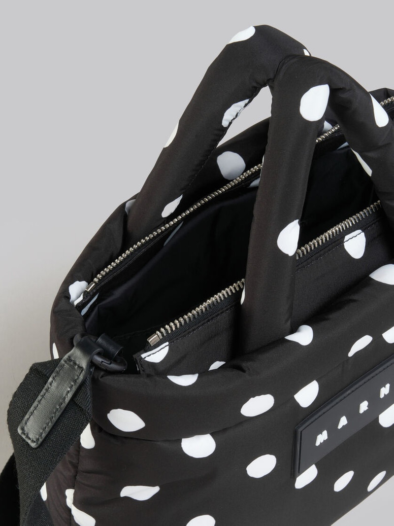 BLACK POLKA-DOT PUFF MINI TOTE BAG 4