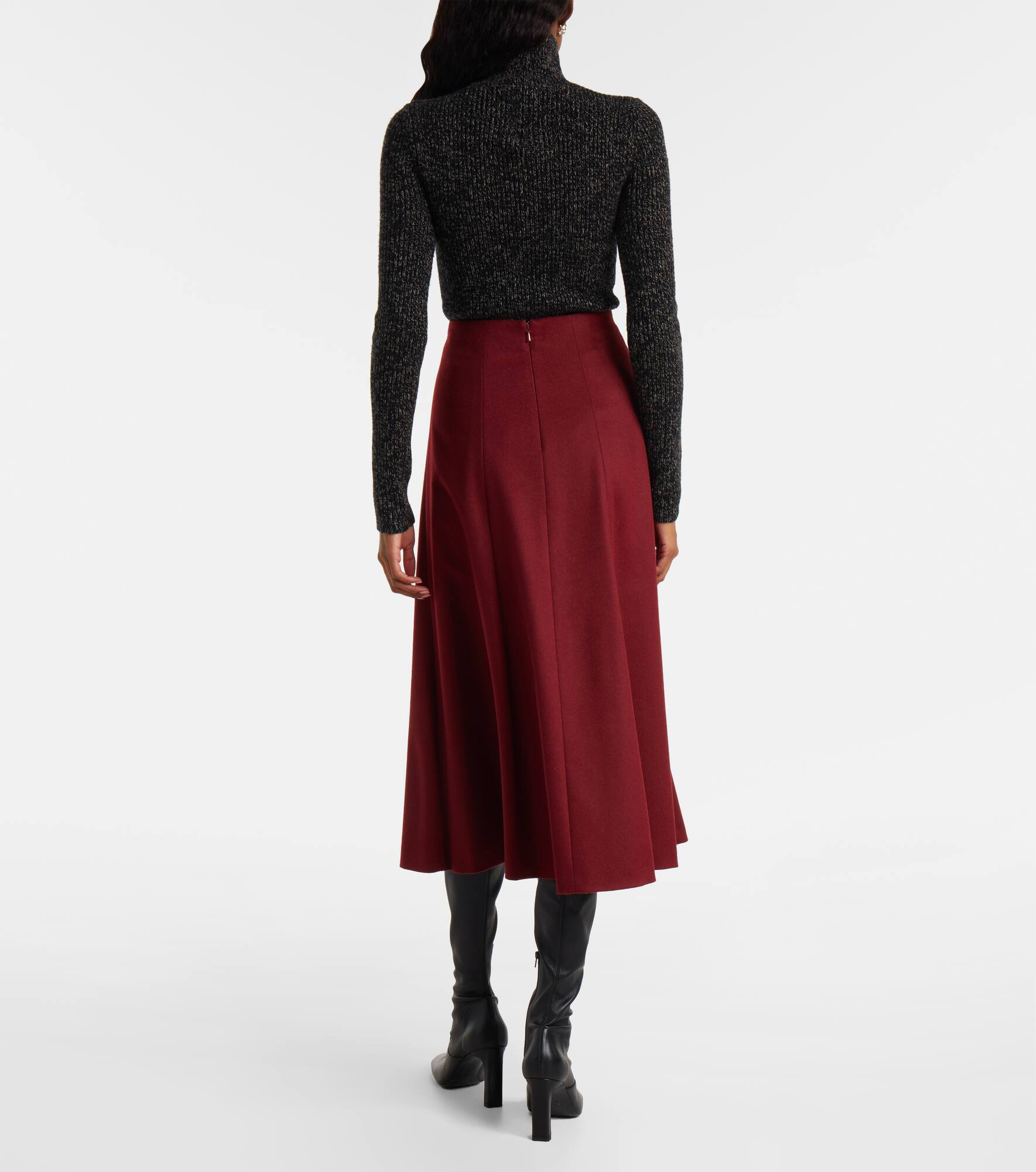 Geneve flared wool midi skirt - 3