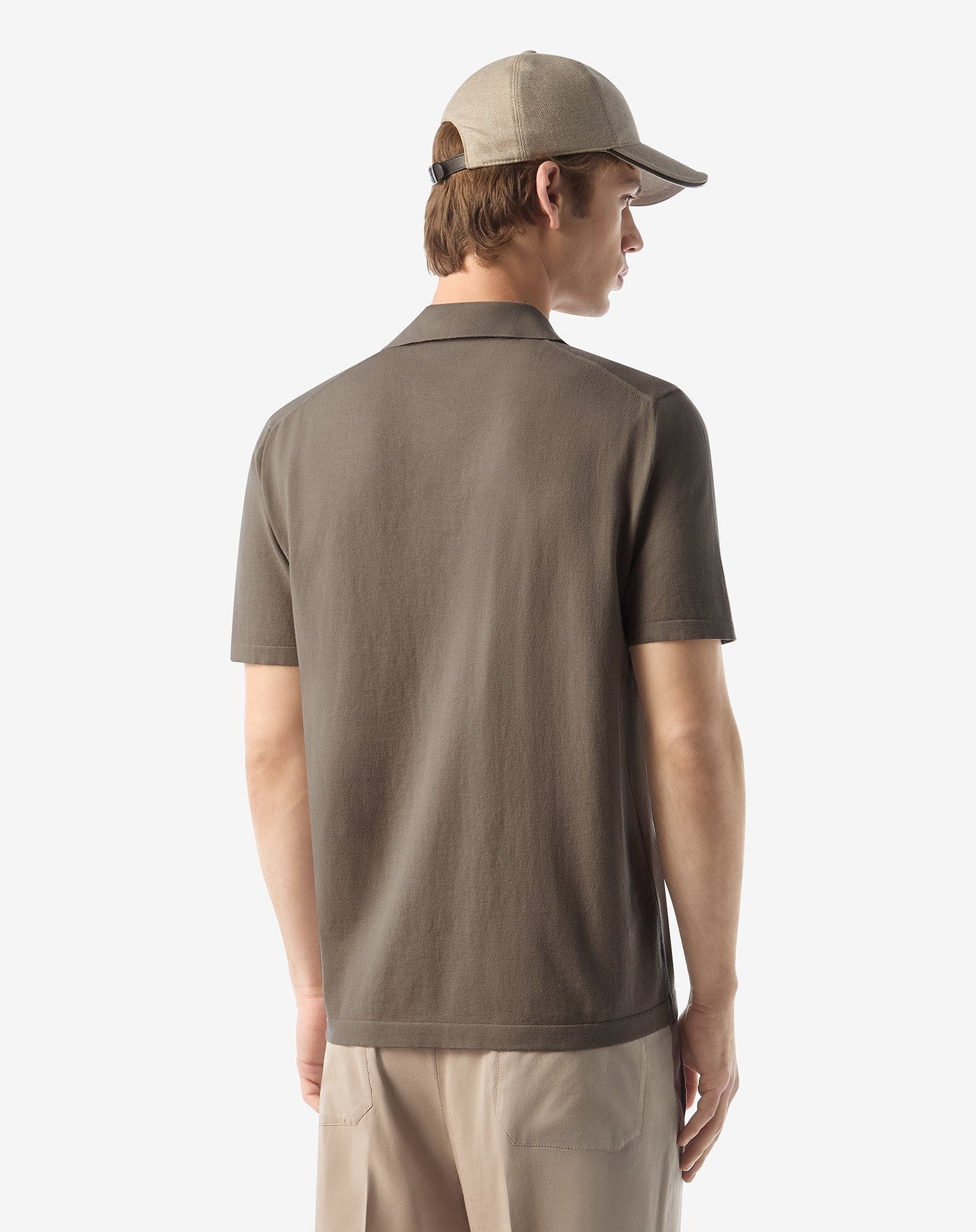 Brown button-up ice cotton polo shirt - 3