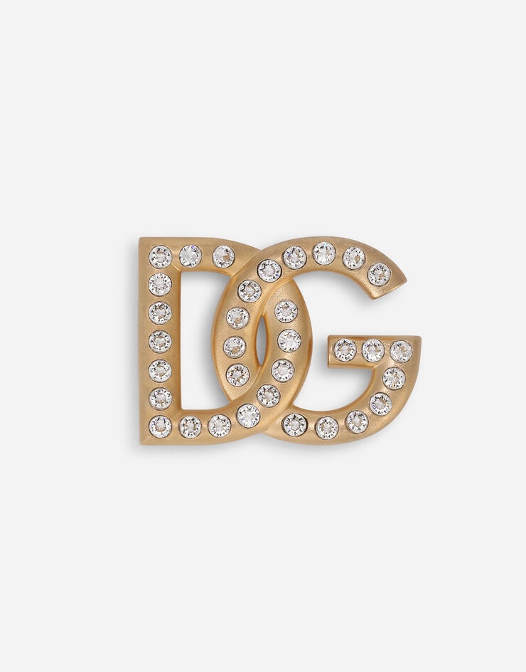 Rhinestone-detailed DG logo brooch - 1