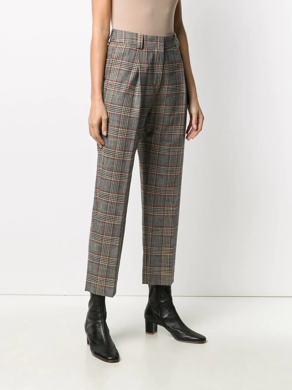 high-rise check-pattern trousers - 3