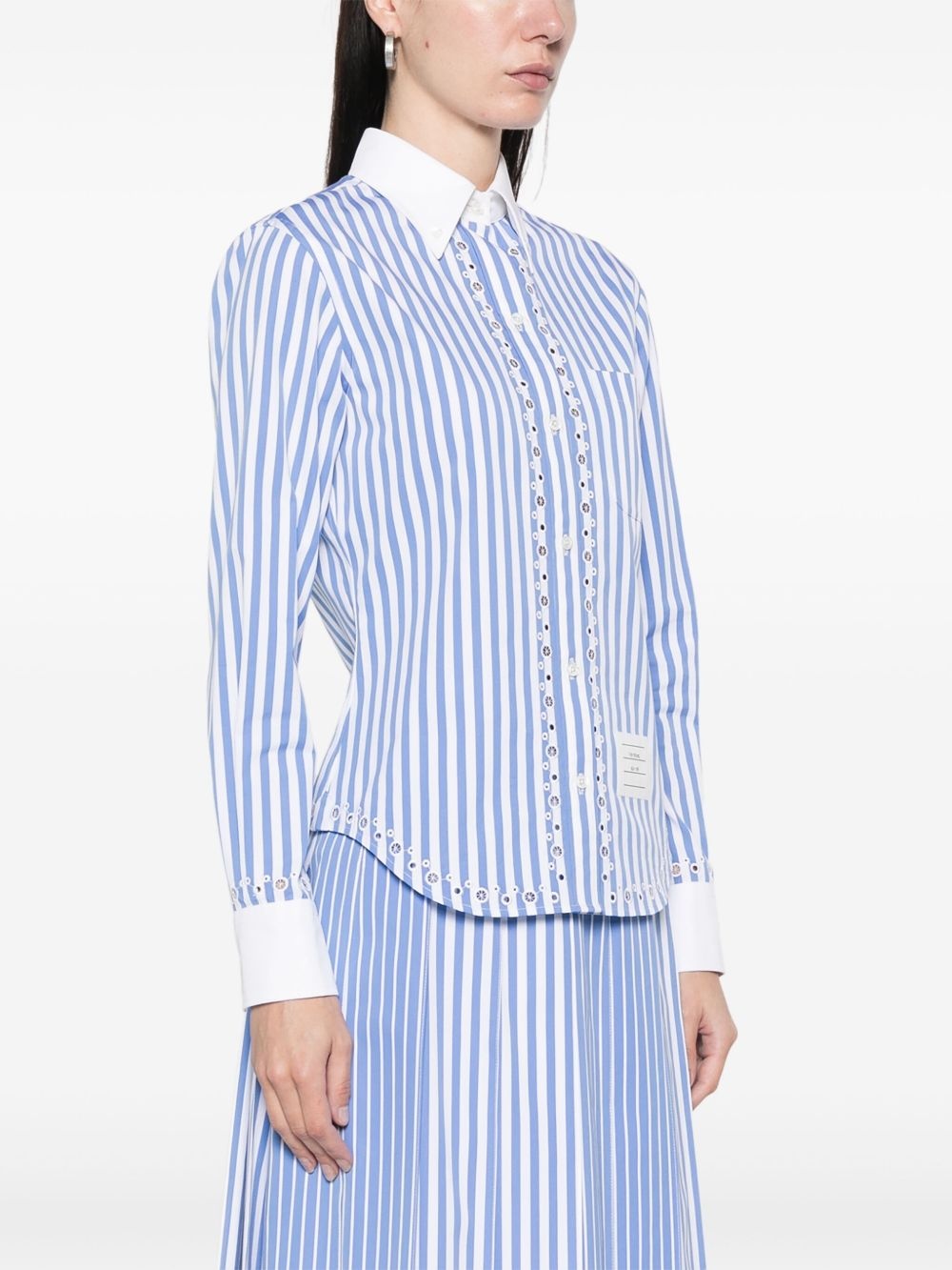 broderie-anglaise striped shirt - 3