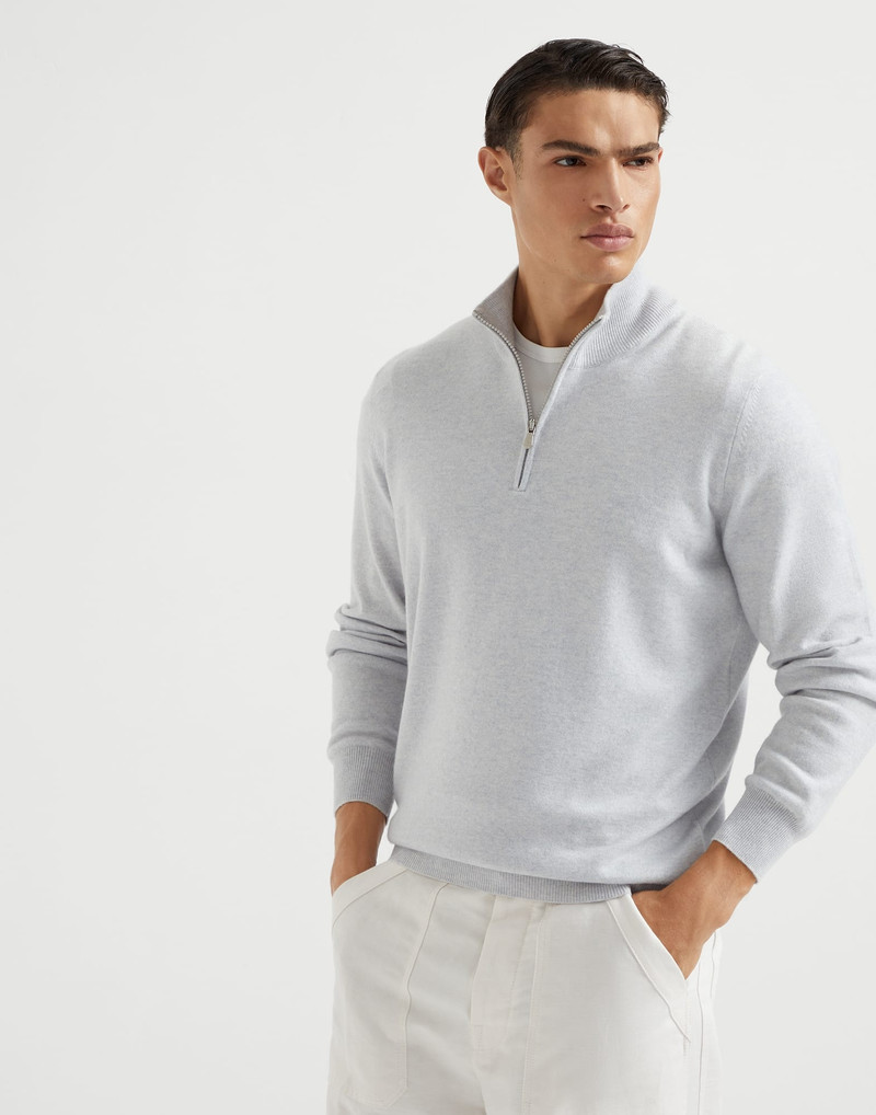 Cashmere turtleneck sweater with half zip - 1