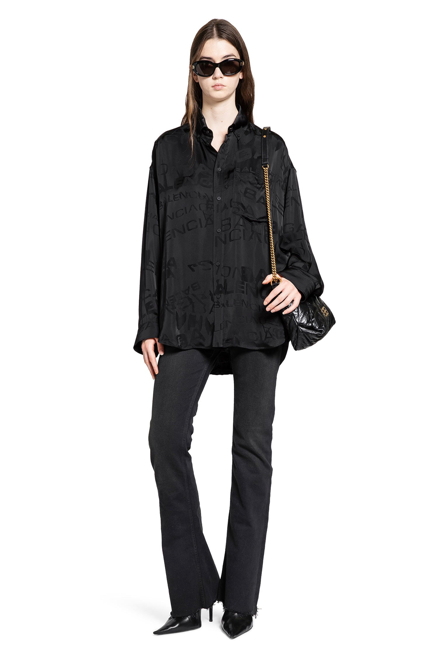 Logo Jacquard Satin Shirt - 5