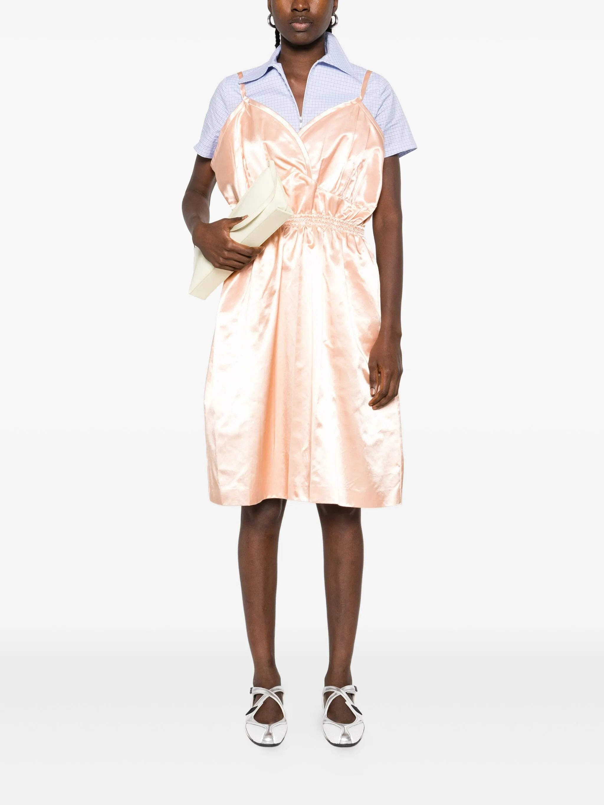 Miu Miu Satin Spaghetti-strap Mini Dress - 2