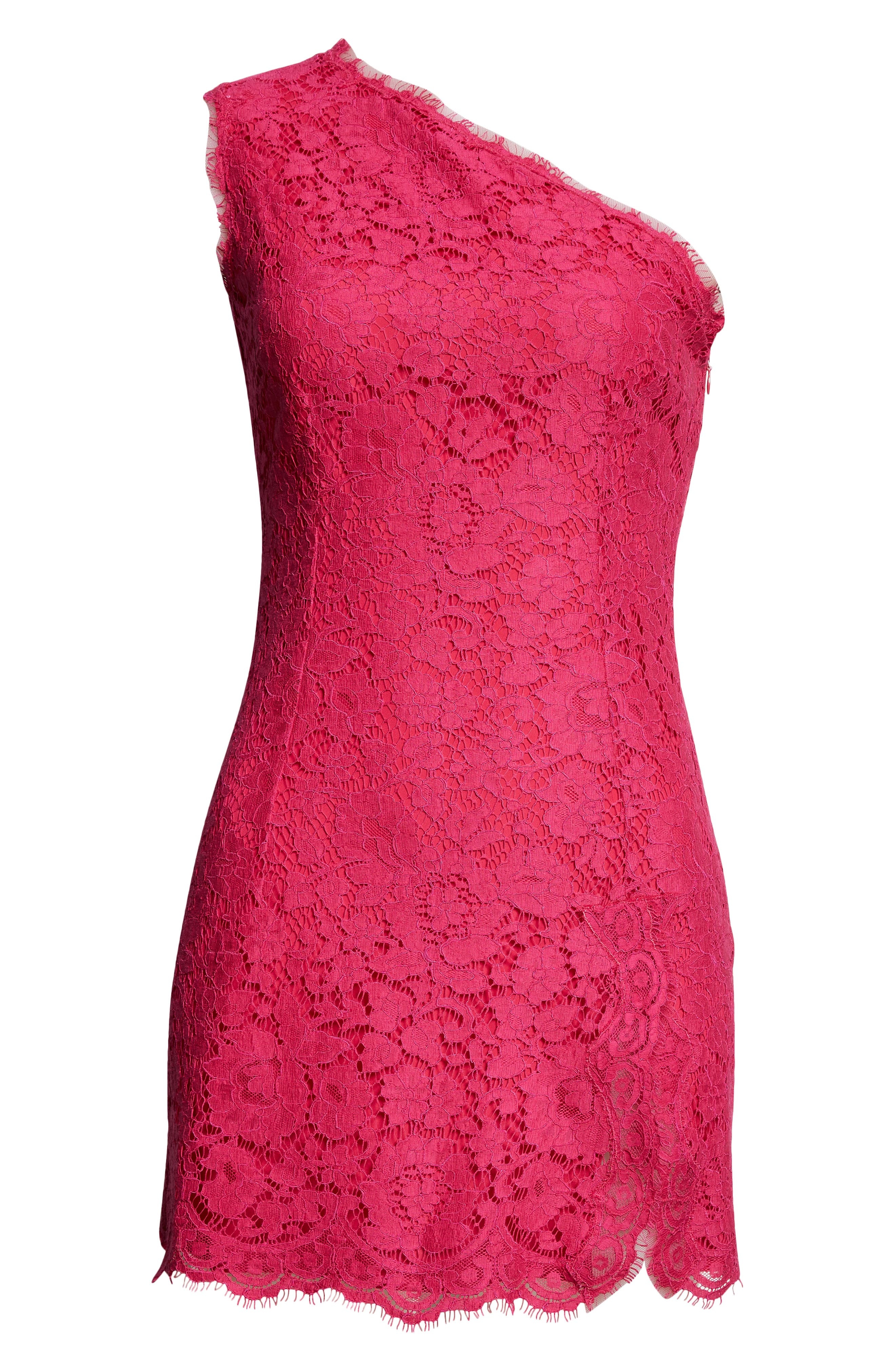 Dolce&Gabbana Floral Lace One-Shoulder Minidress in F0382 Rosa Shocking at Nordstrom - 5