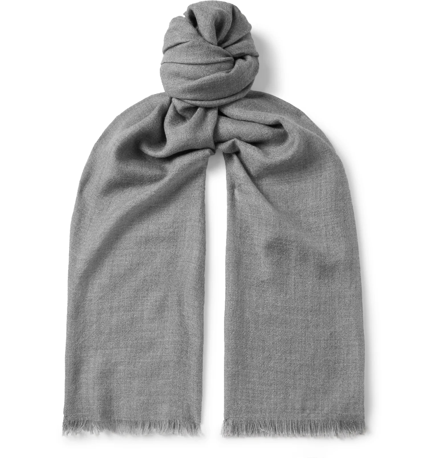 Fringed Cashmere and Silk-Blend Scarf - 1