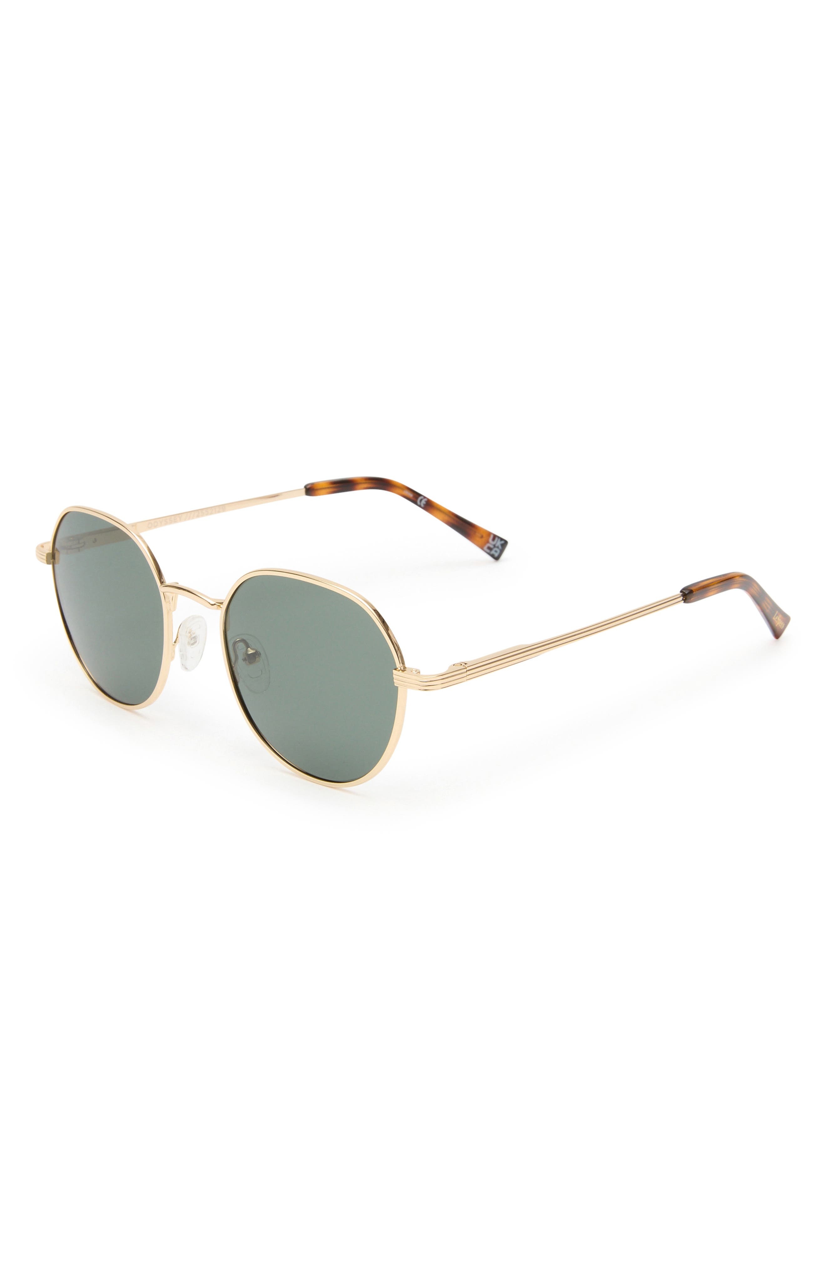 Le Specs Odyssey Round Sunglasses in Gold/Khaki Mono Pol at Nordstrom - 2