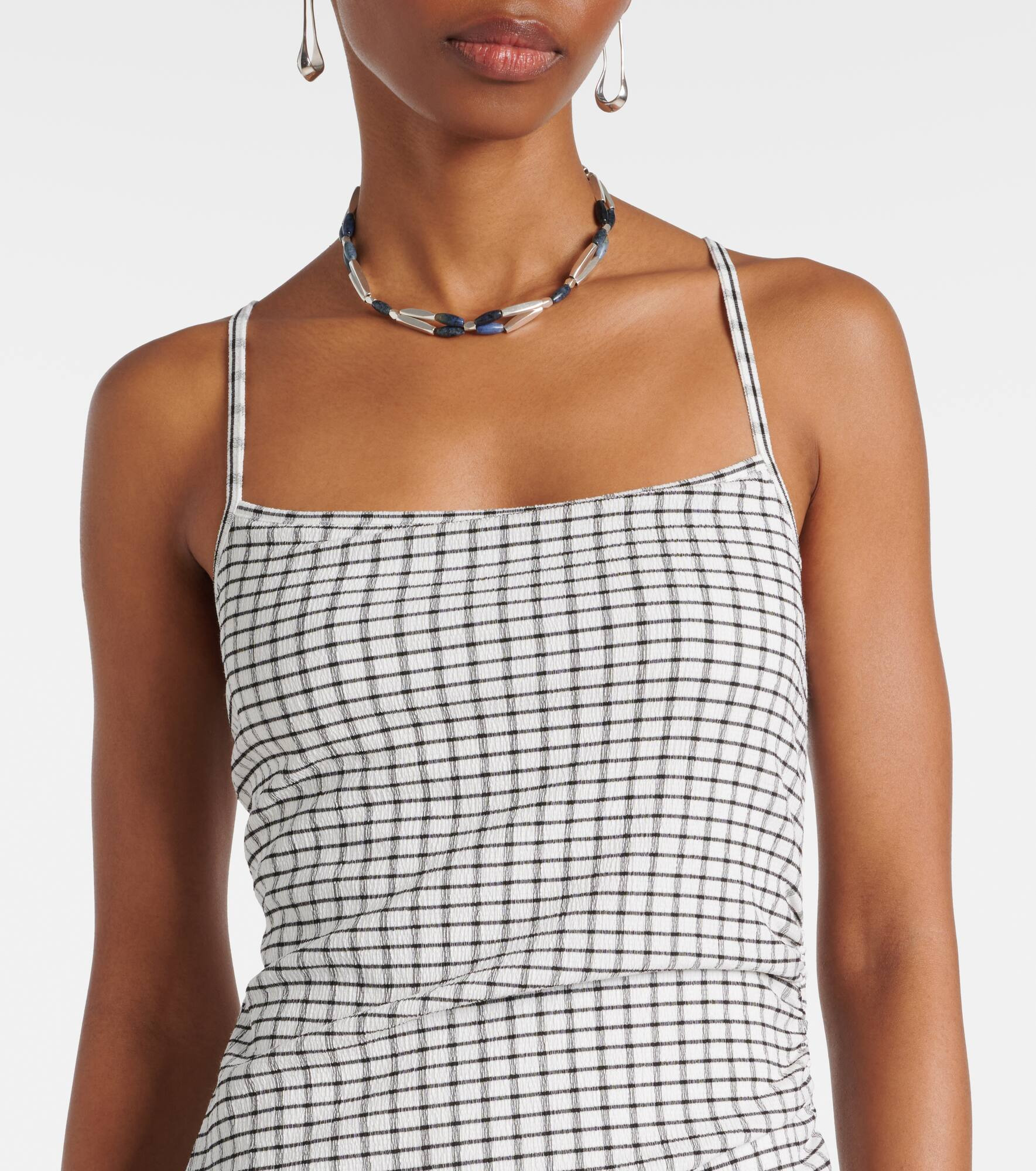 Checked ruched midi dress - 4