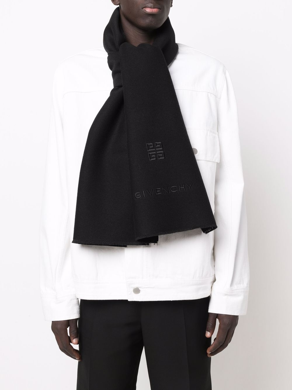 GRECA-EMBROIDERED WOOL-CASHMERE SCARF - 3