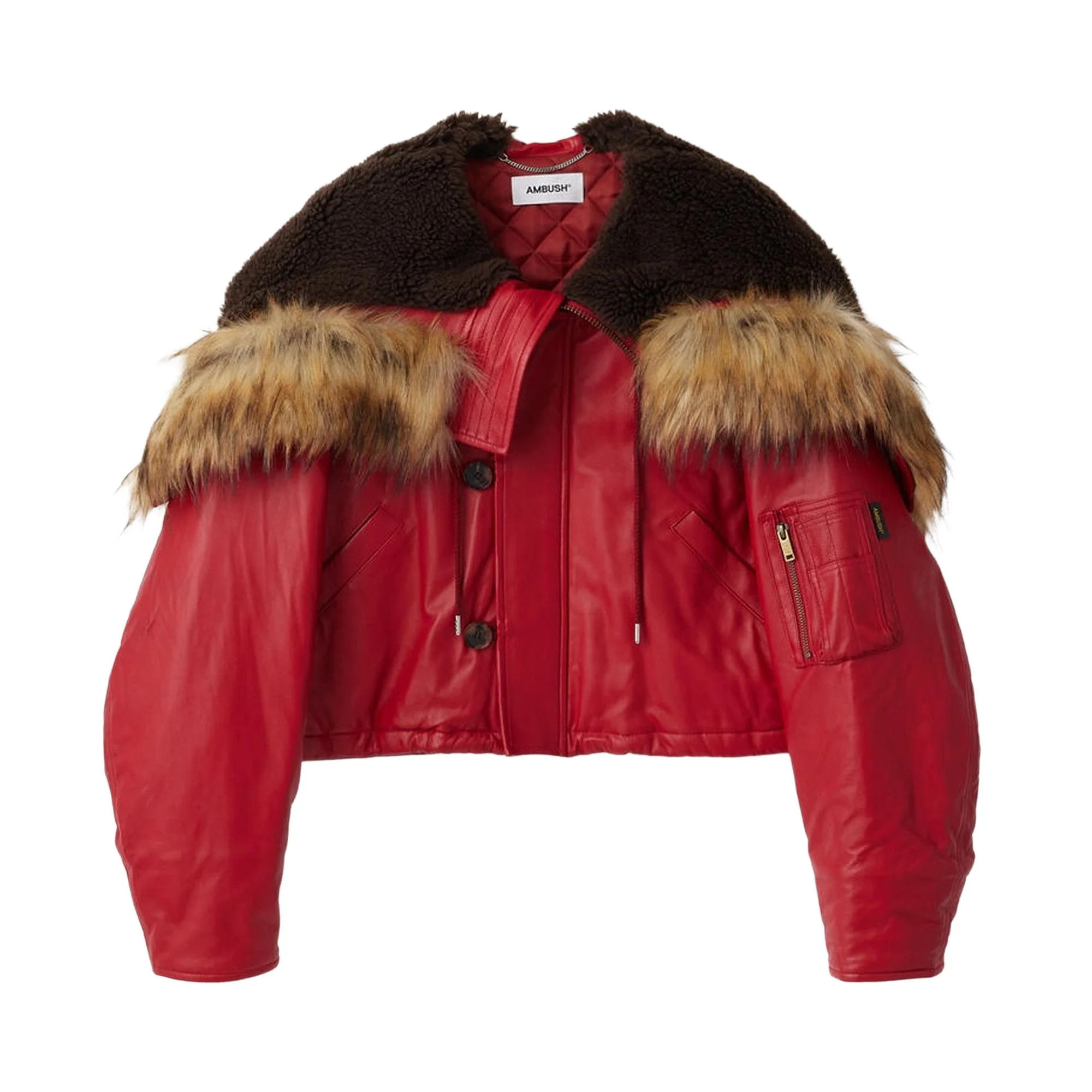 Ambush Leather Cropped N3B Jacket 'Red' - 1