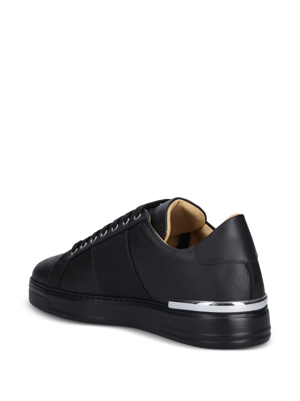 embossed-logo lace-up sneakers - 5