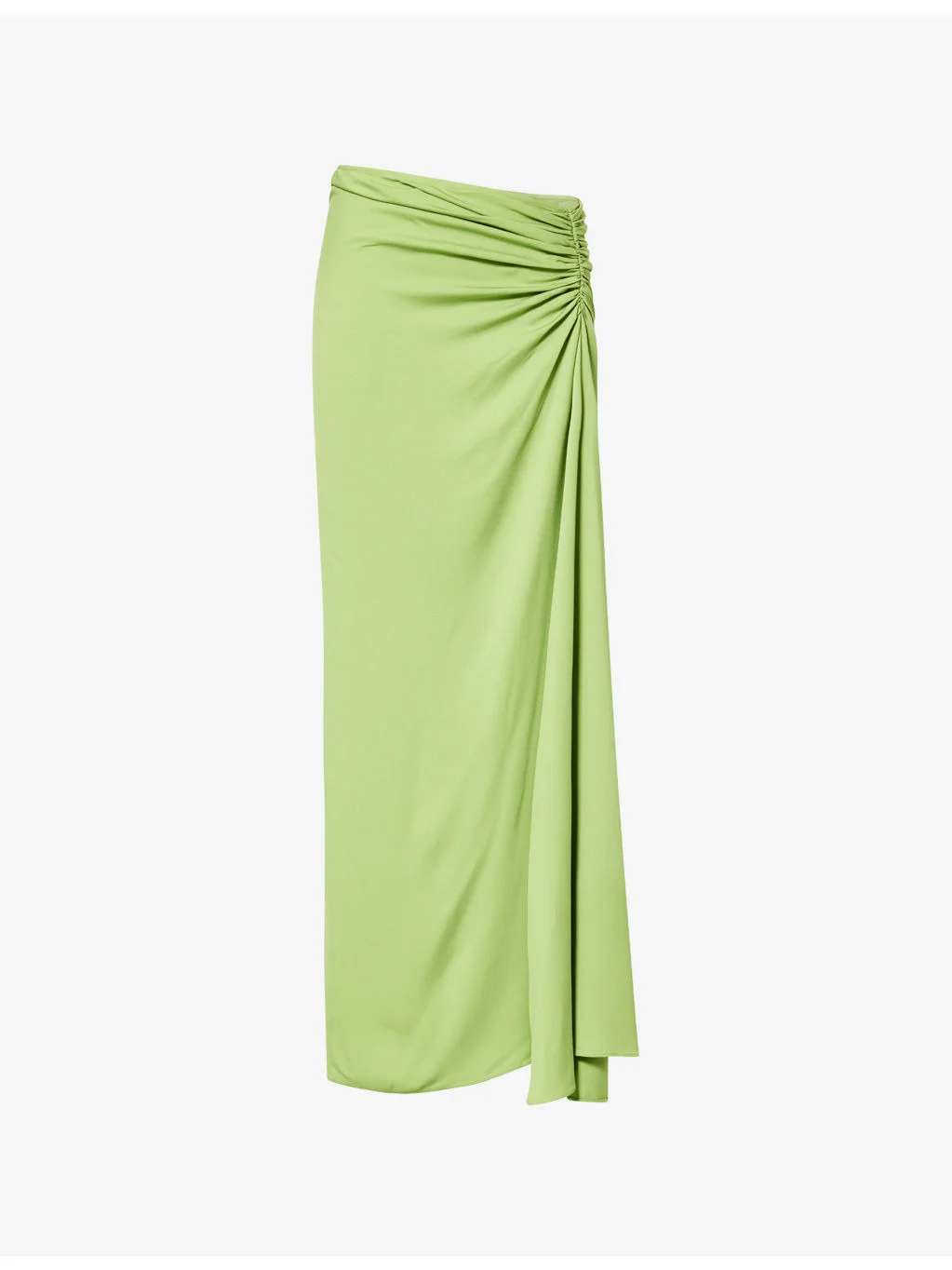 Side-Ruched Low-Rise Woven Maxi Skirt - 1