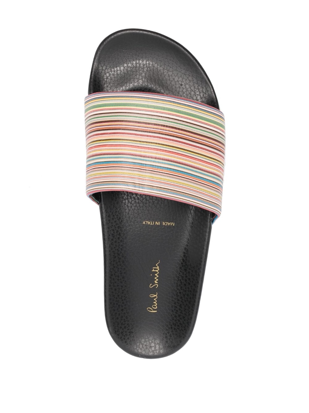 stripe-print leather slides - 4