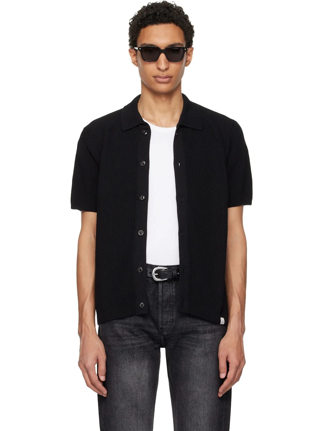 Black 1961 Ribbed Cotton Knit Shirt - 1