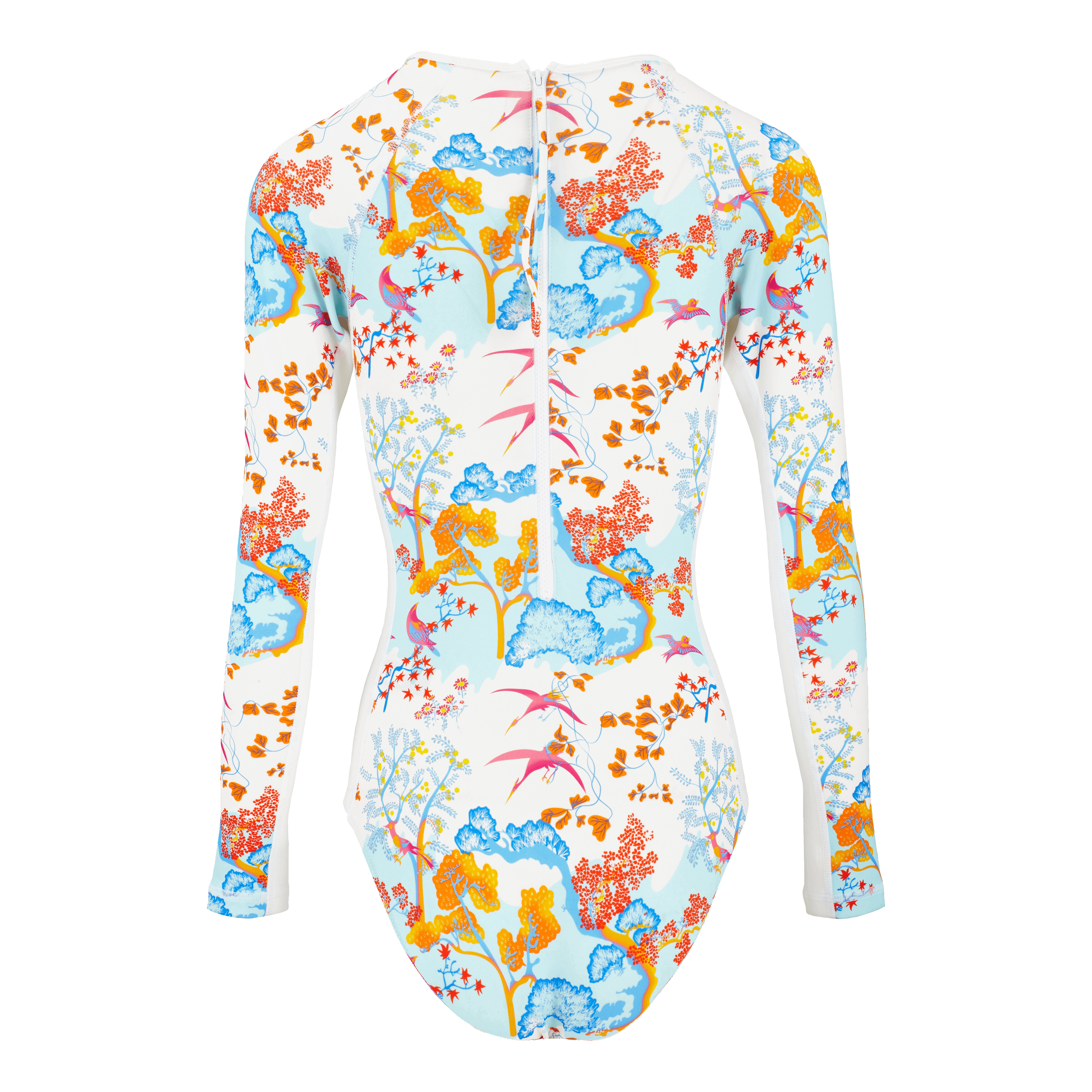 Women Long Sleeves One-Piece Rashguard Peaceful Trees - 2