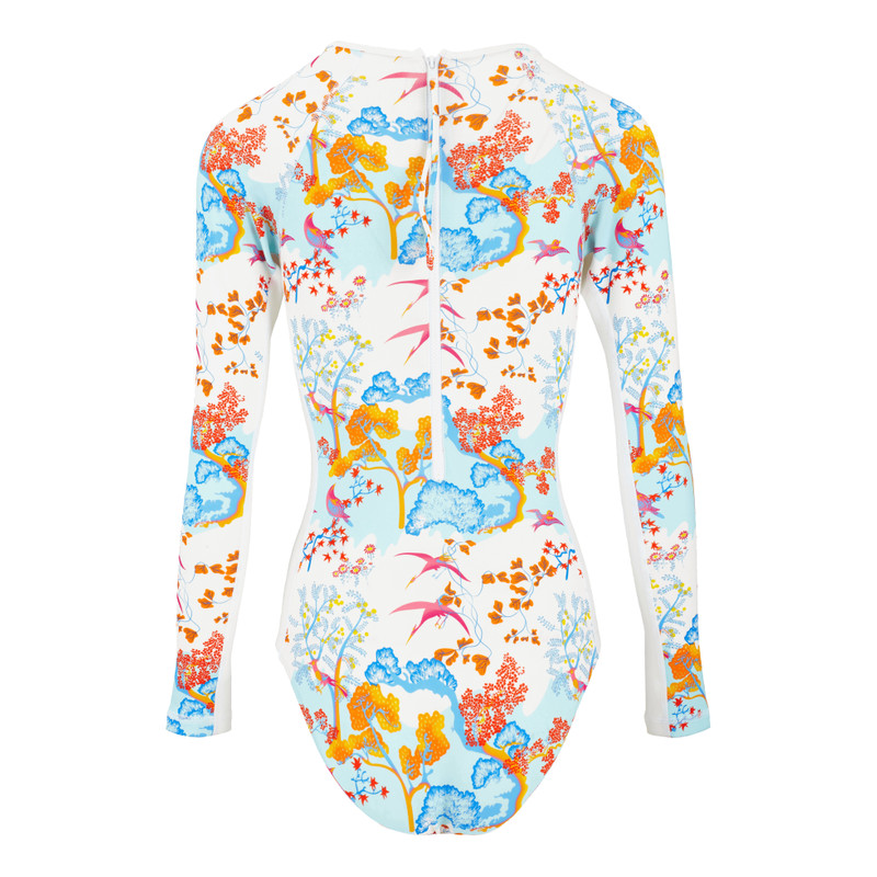 Women Long Sleeves One-Piece Rashguard Peaceful Trees 2