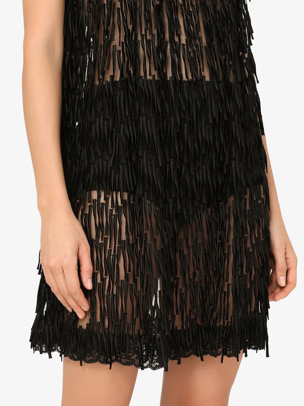 sleeveless sheer fringed dress - 5