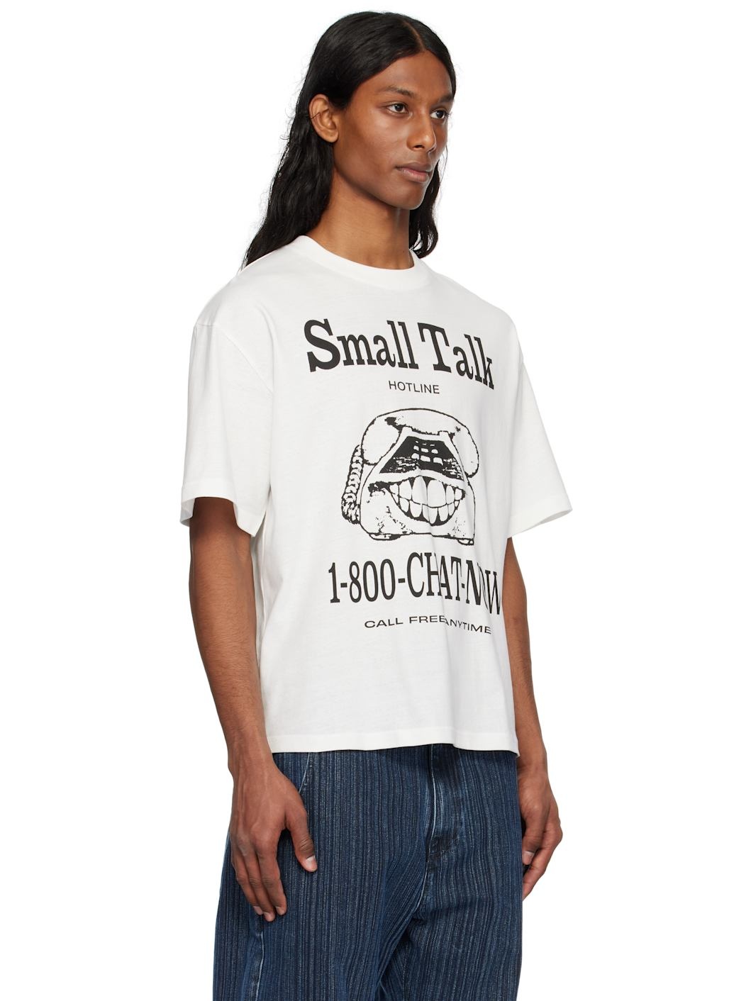White 'Small Talk Hotline' S/S T-shirt - 2