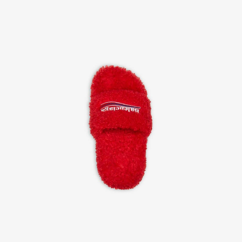 Women's Furry 80mm Sandal in Red/white/red 5
