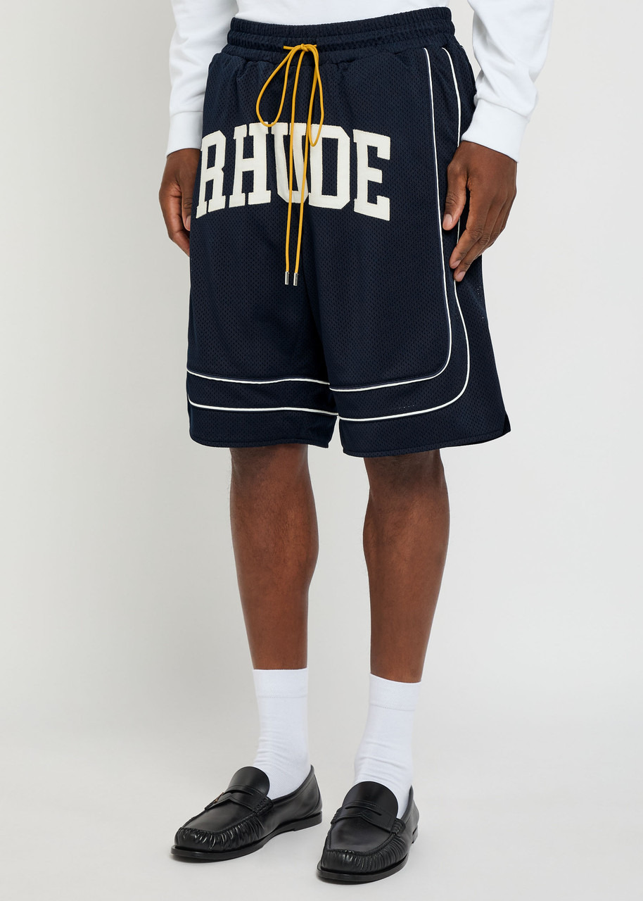 Rhude Collegiate Logo Perforated Mesh Shorts - 2