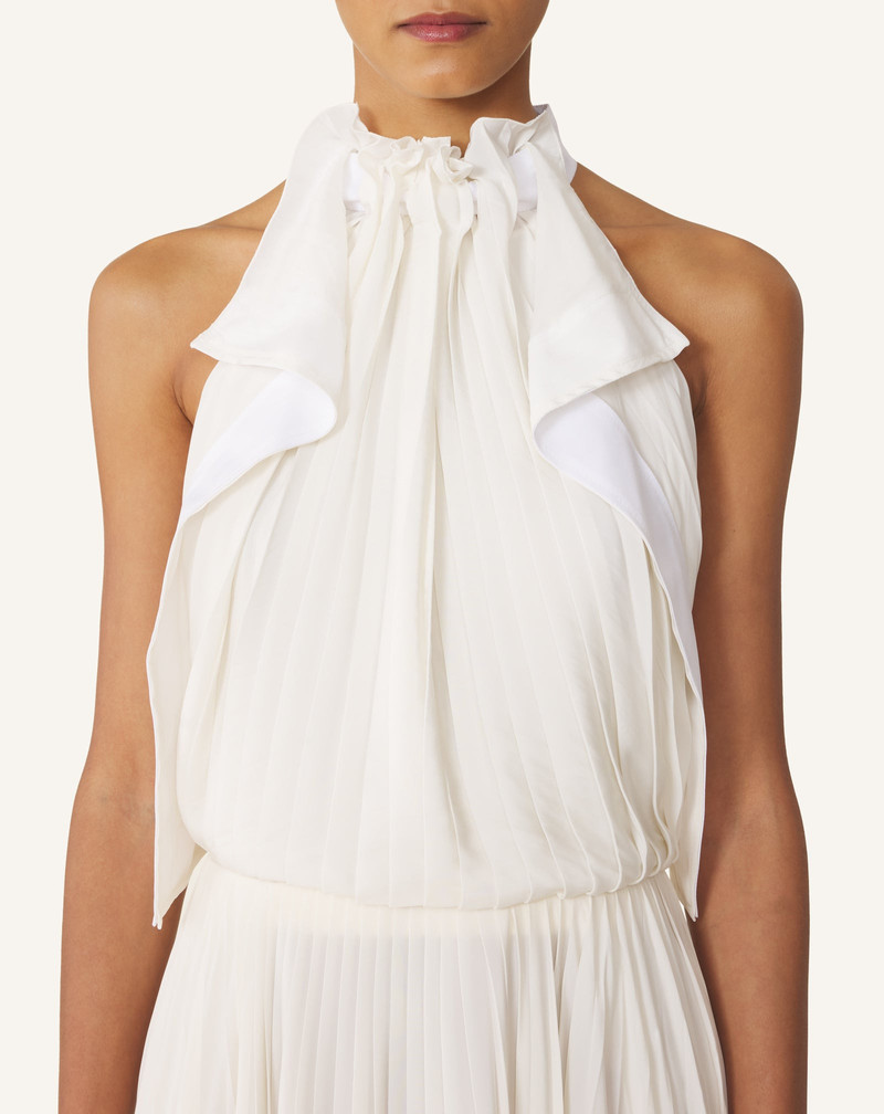 PLEATED DRESS IN CHARMEUSE AND COTTON 5