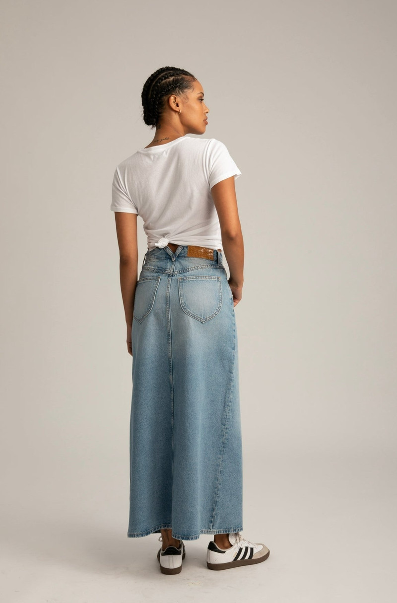 PARADIS LONG DENIM SLIT SKIRT 4
