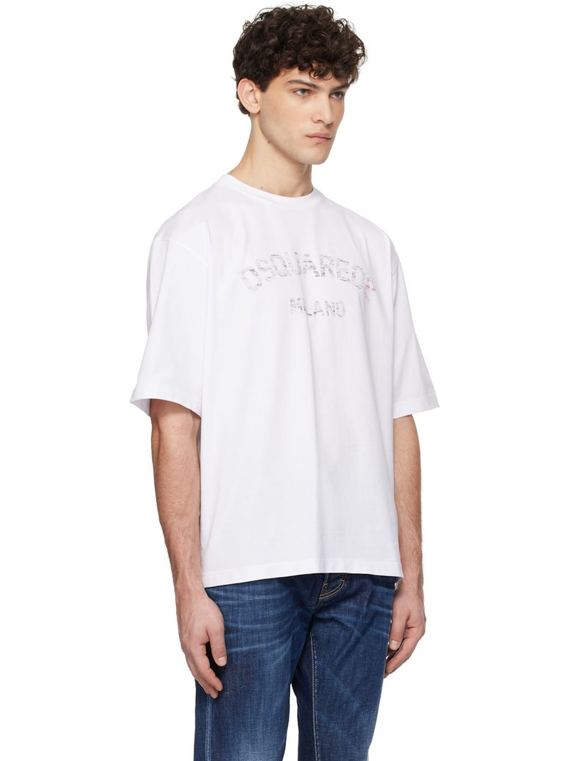 White Loose Fit Faded Logo T-shirt 2
