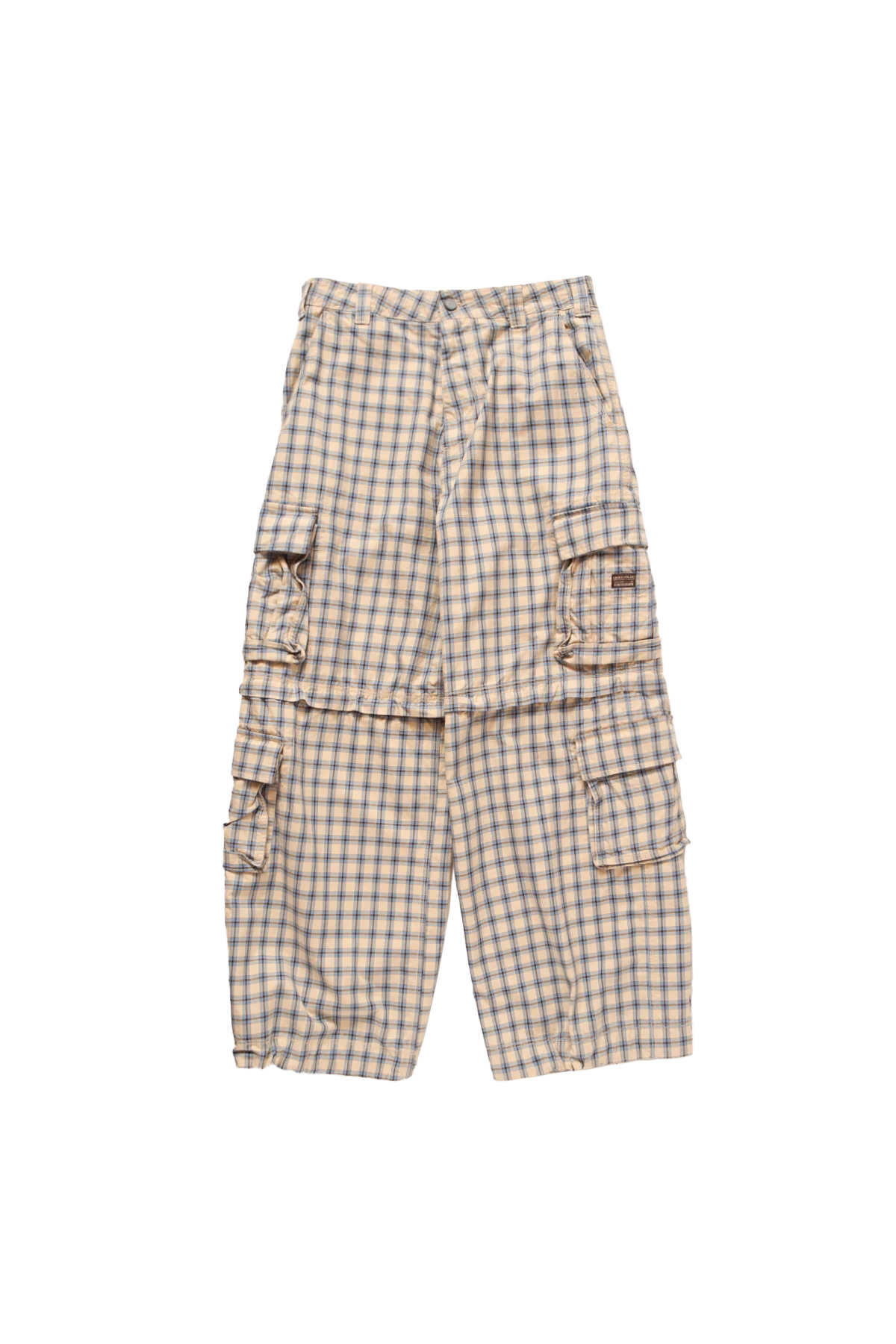ERL Zip-Off Plaid Cargo Pants Beige Blue - 1
