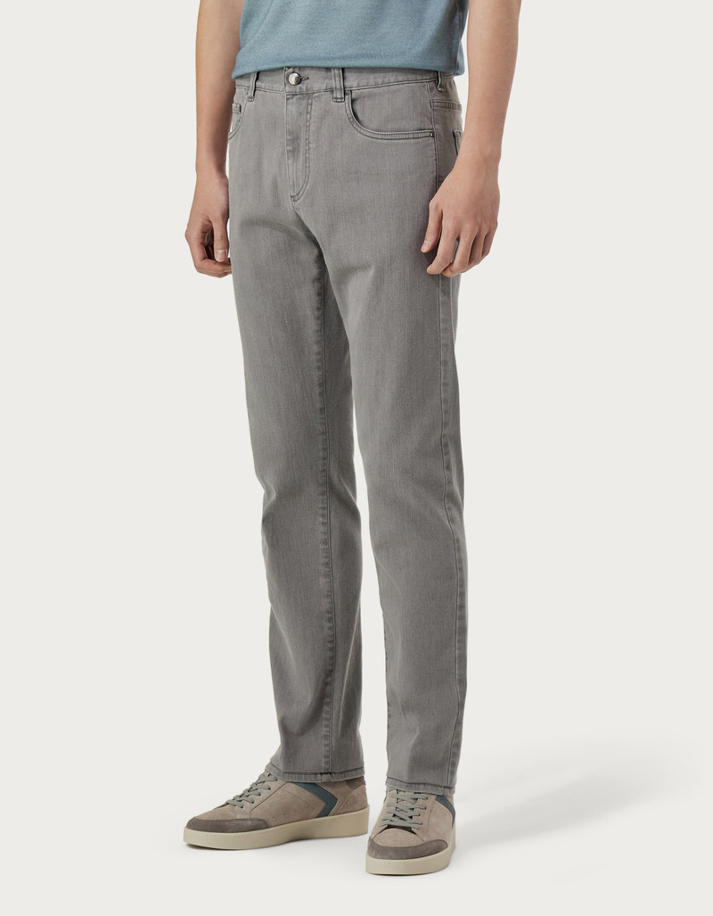 Canali GREY FIVE-POCKET STRETCH DENIM PANTS outlook