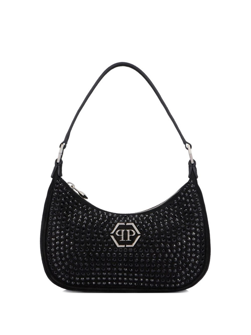 strass-embellished top-zip shoulder bag 1