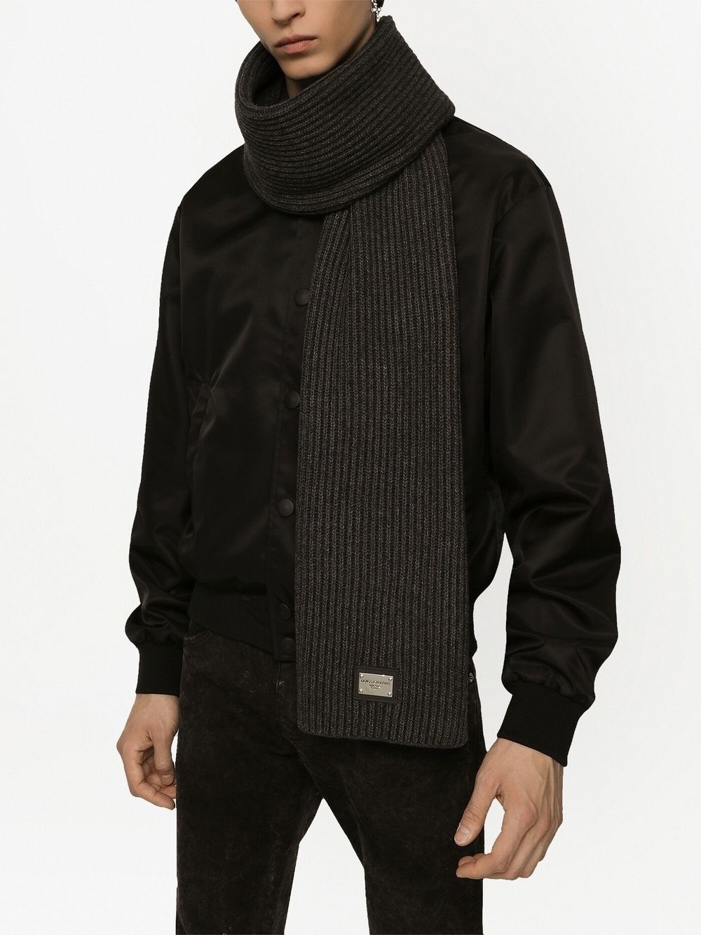 DG Essentials logo-patch knitted scarf - 2