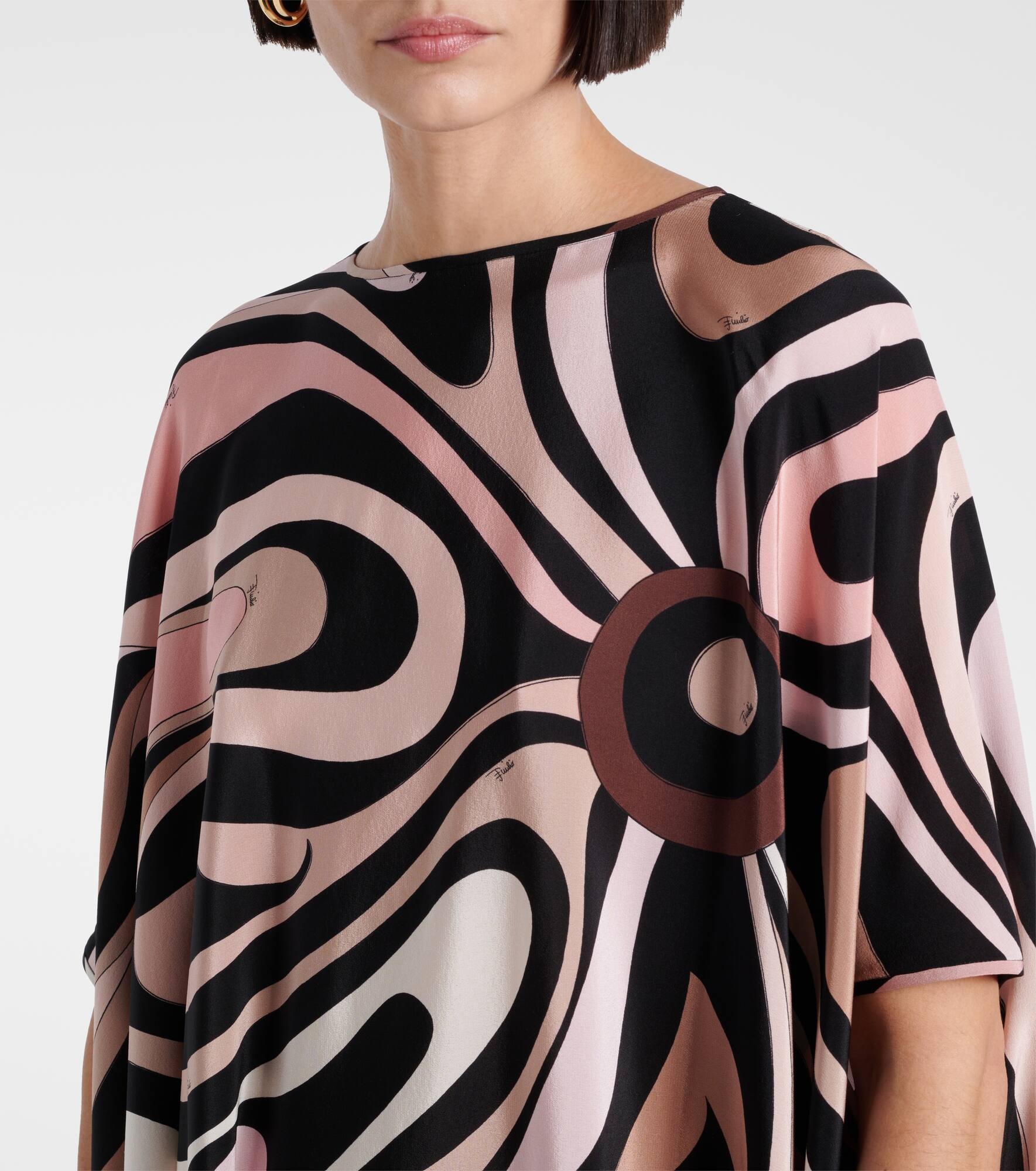 Marmo caped crêpe de chine minidress - 4