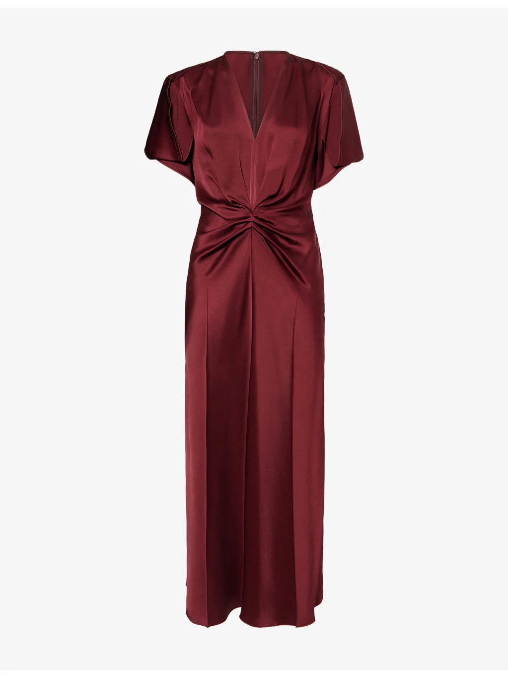 Eve Ruched Satin Midi Dress - 1
