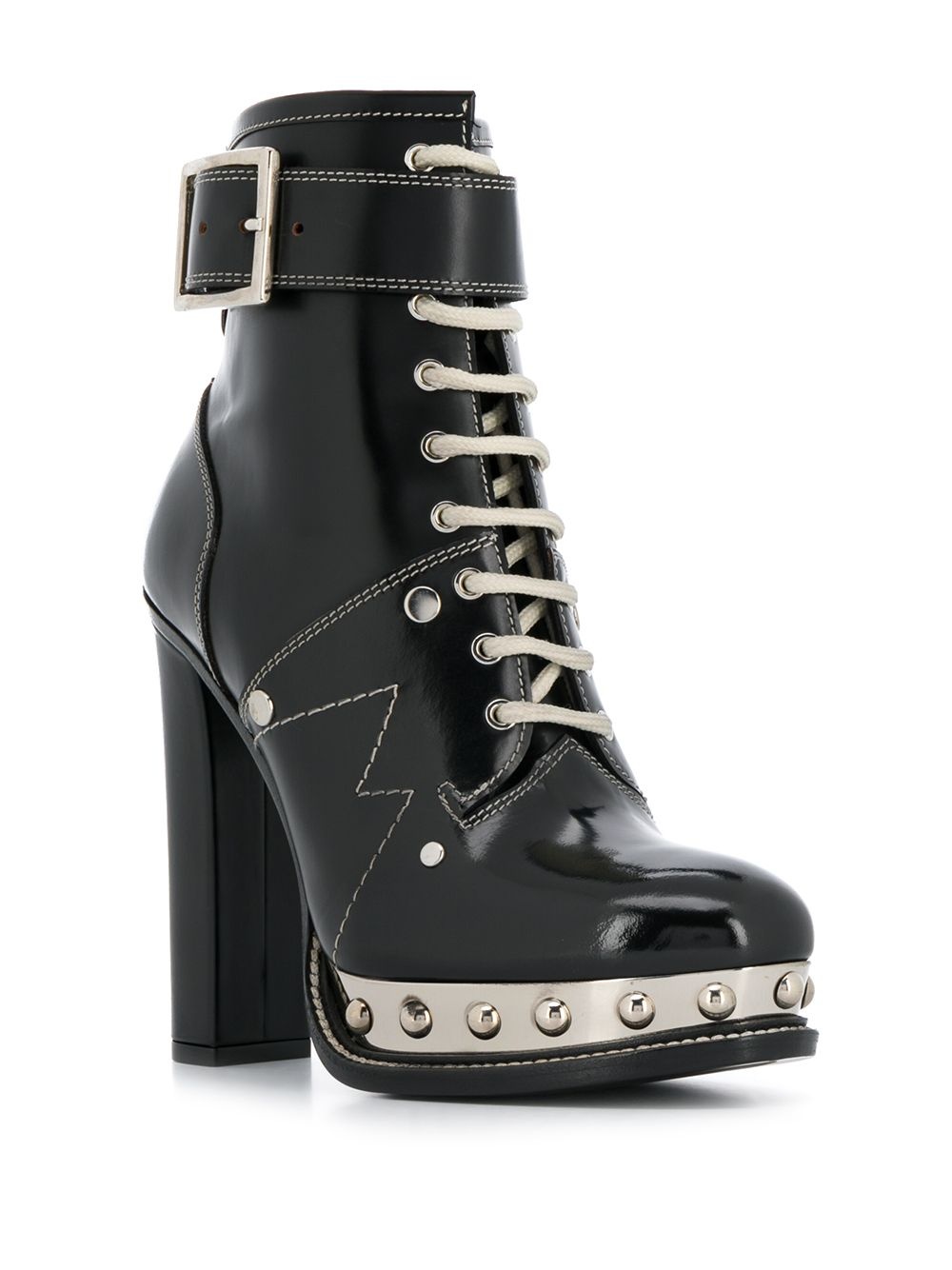 studded metallic platform sole ankle boots - 2
