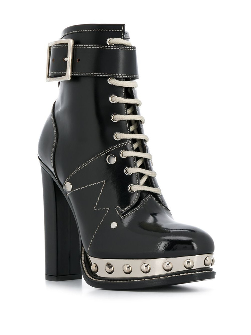 Alexander McQueen studded metallic platform sole ankle boots outlook