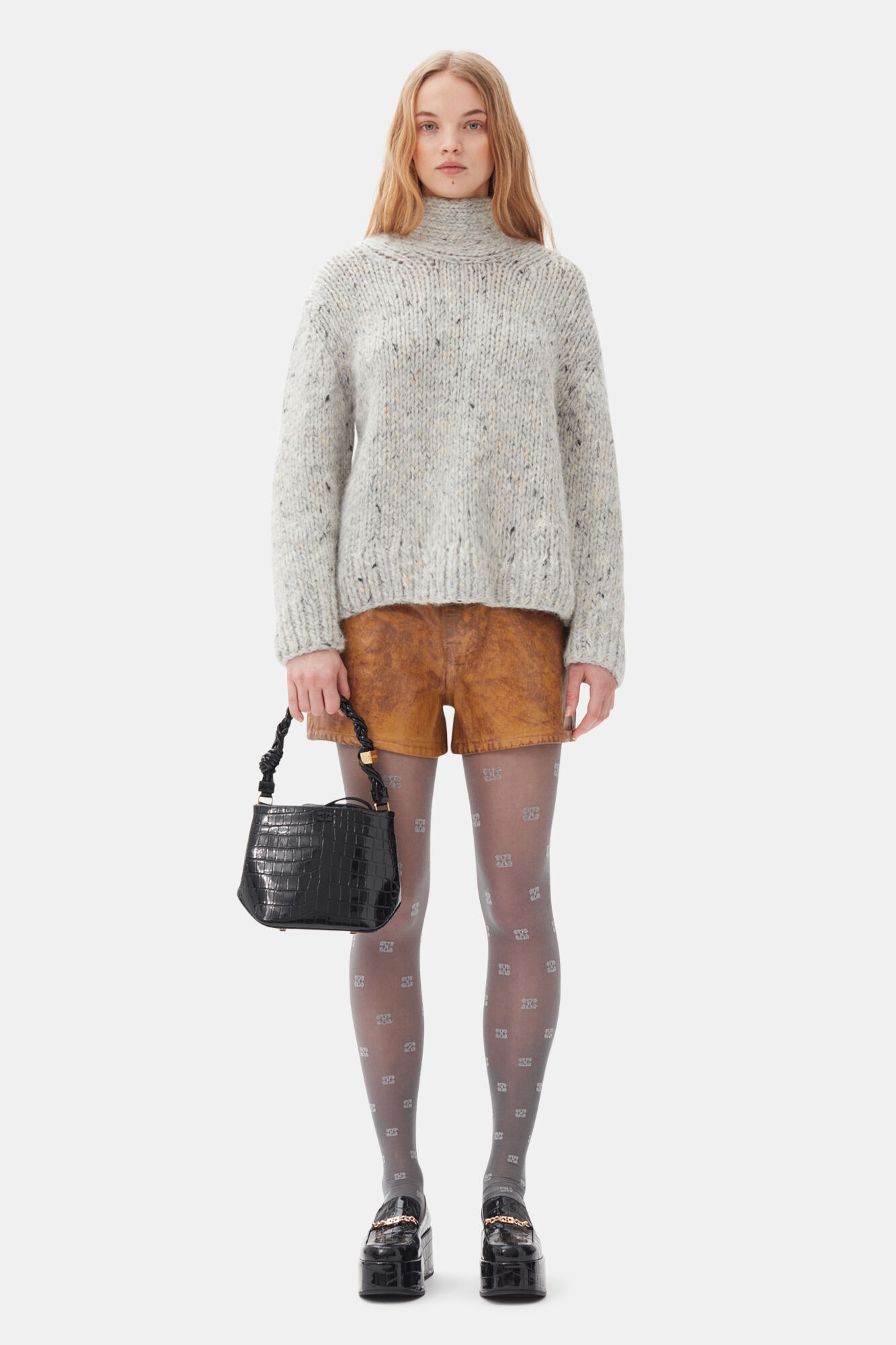 BLACK CROCO GANNI BOU BUCKET BAG - 3