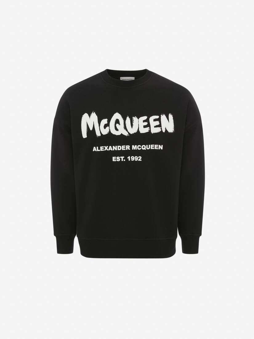 Women's McQueen Graffiti Sweatshirt in Black/white - 1