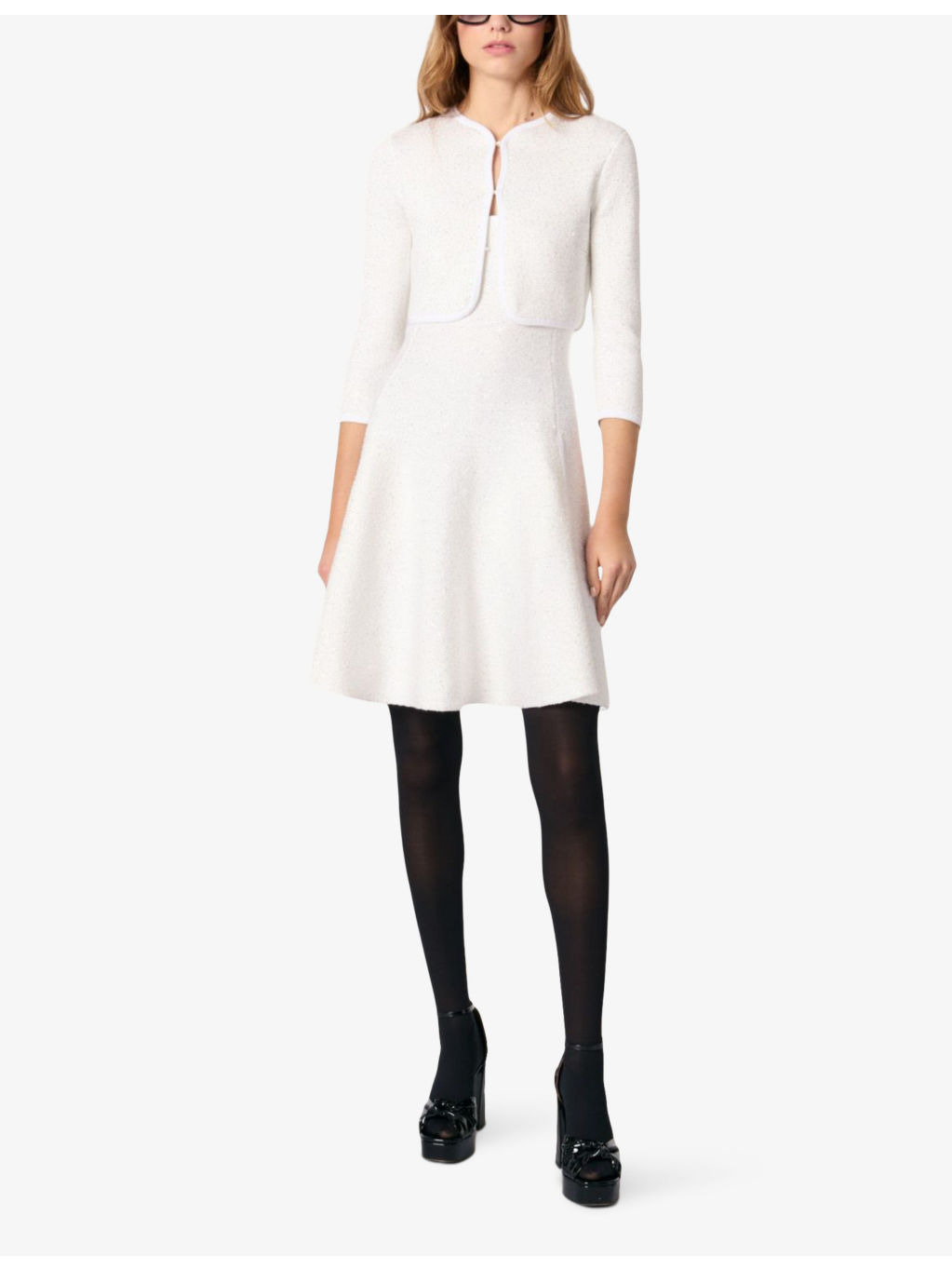 Sequin-embellished cropped cotton-blend cardigan - 2
