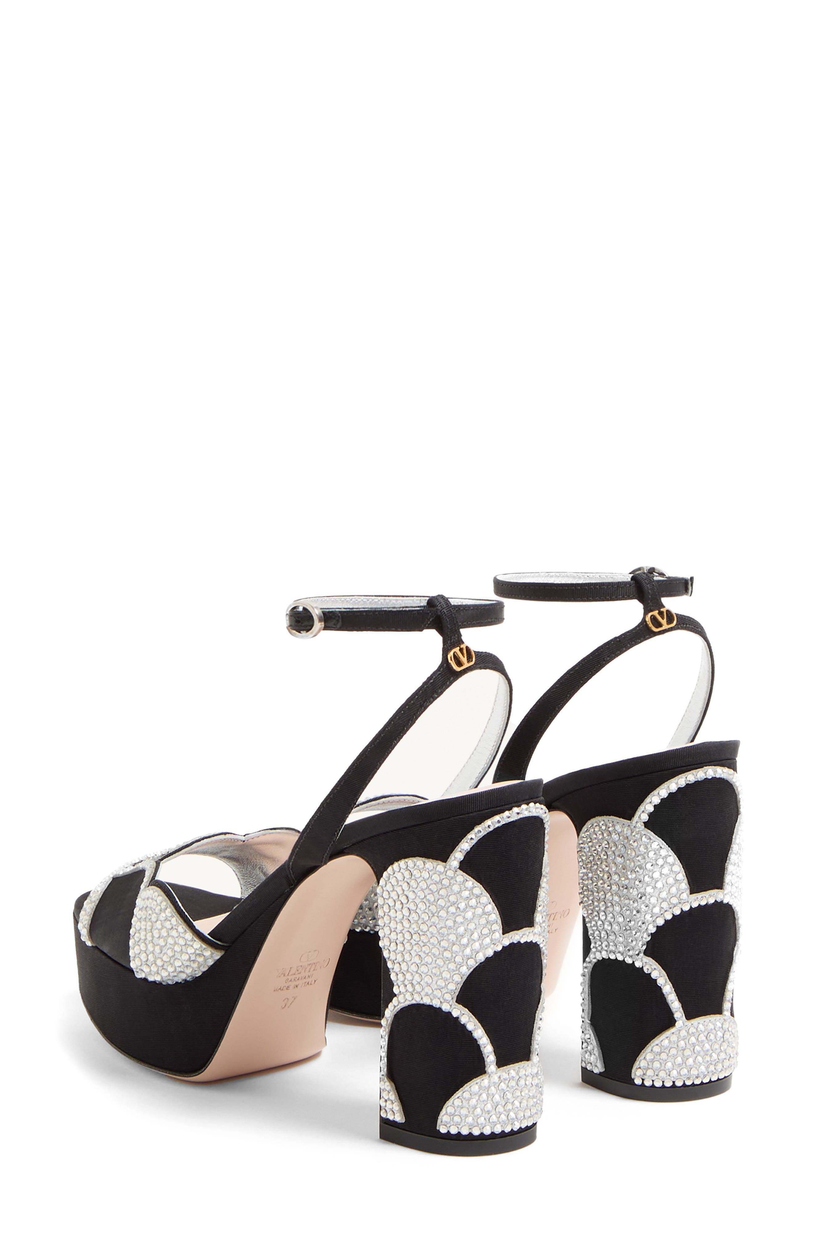 Valentino Garavani Bowow Platform Sandal in Black/Silver at Nordstrom - 3