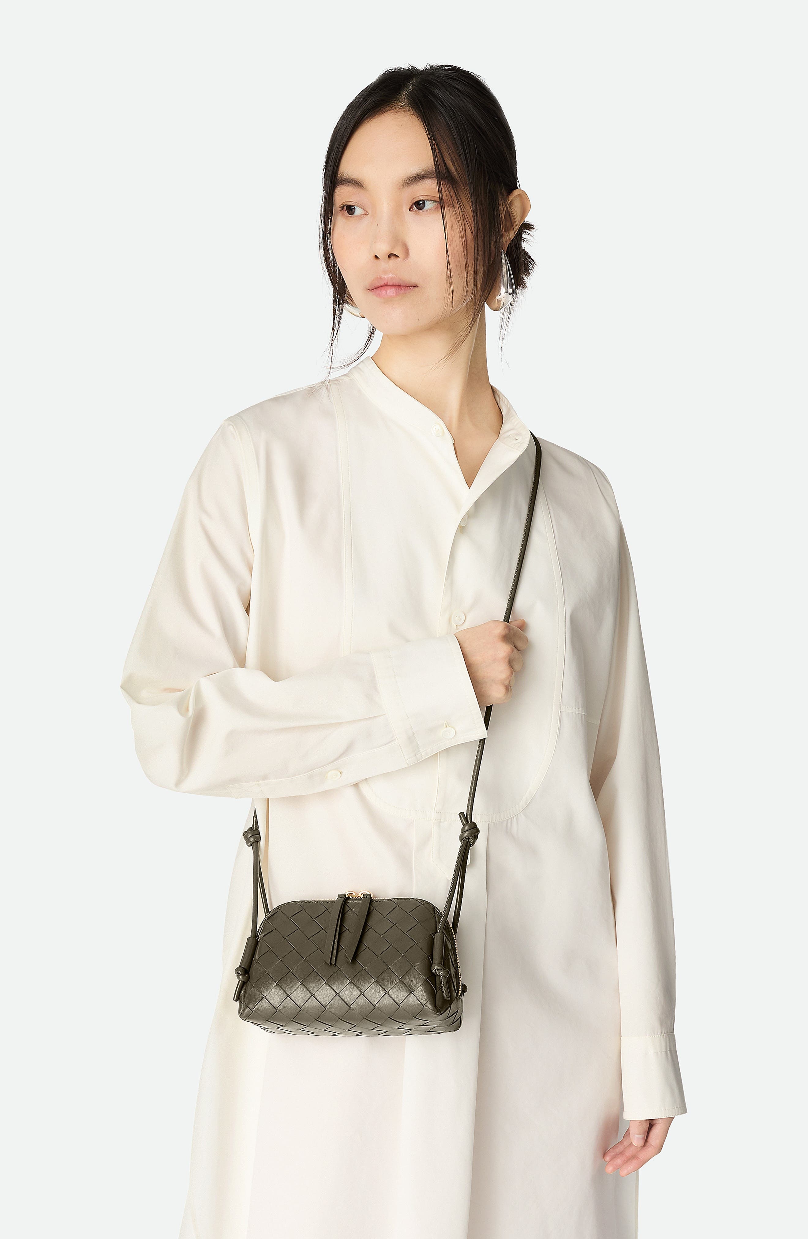 Bottega Veneta Mini Concert Intrecciato Leather Crossbody Bag in 3228 Cypress-Gold at Nordstrom - 2
